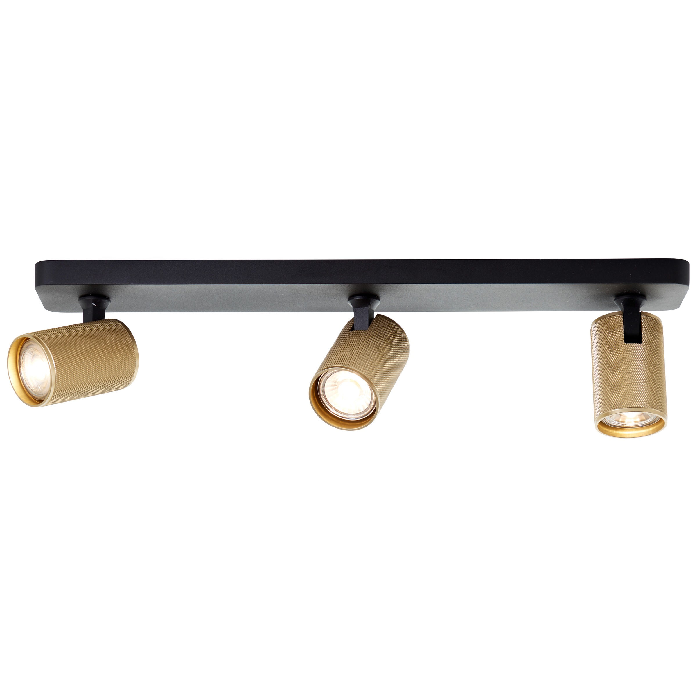 Brilliant Deckenstrahler »Marty«, 3 flammig, Leuchtmittel GU10 | LED wechselbar, Spotbalken schwenkbar, 12x53x9cm, GU10, 345lm, schwarz/matt gold