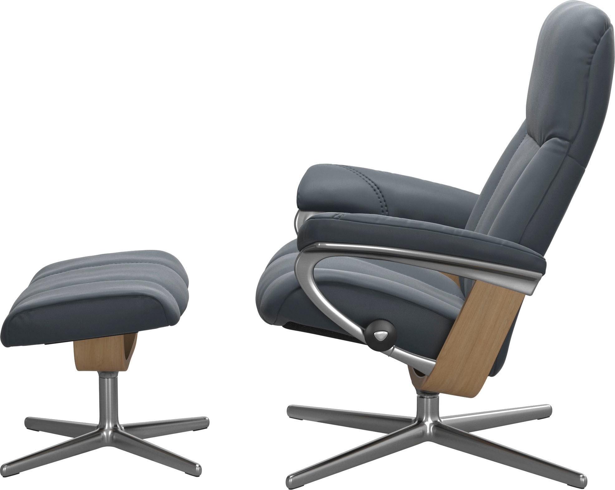 Stressless® Relaxsessel »Consul« Set, Relaxsessel mit Hocker,  mit Hocker, mit Cross Base, Größe S, M & L, Holzakzent Eiche