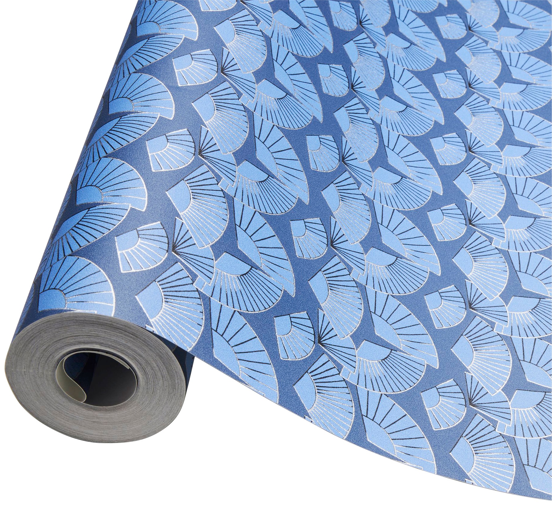 Bricoflor Edle Tapete in Blau 20er Jahre Vliestapete mit Fächer Design für günstig online kaufen