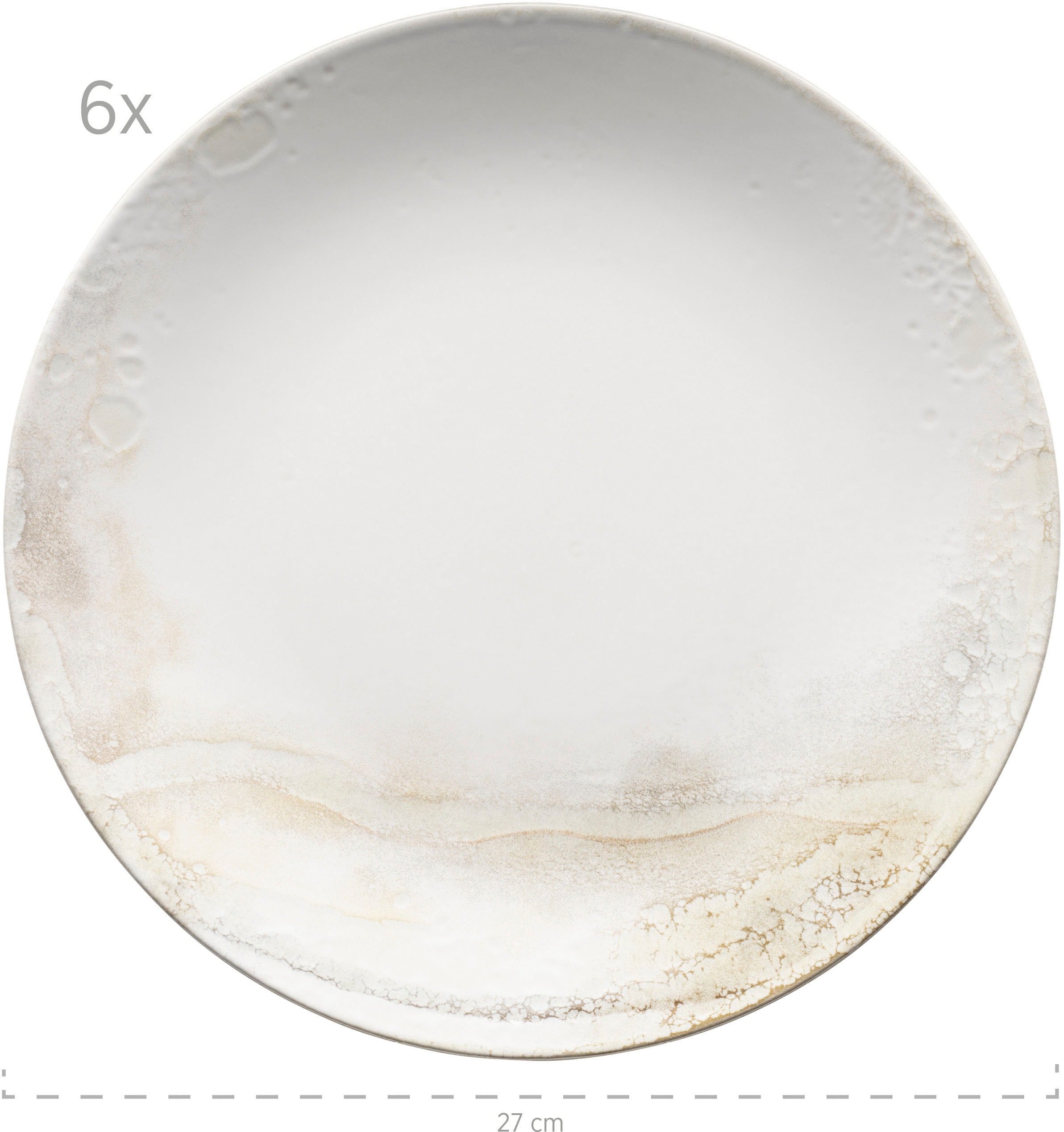 MÄSER Teller »Ossia«, (Set, 18 St., 6 x Essteller (Ø 27,5) 6 x Teller (Ø 22), 6x Kuchenteller (Ø 21), Relief-Dekor
