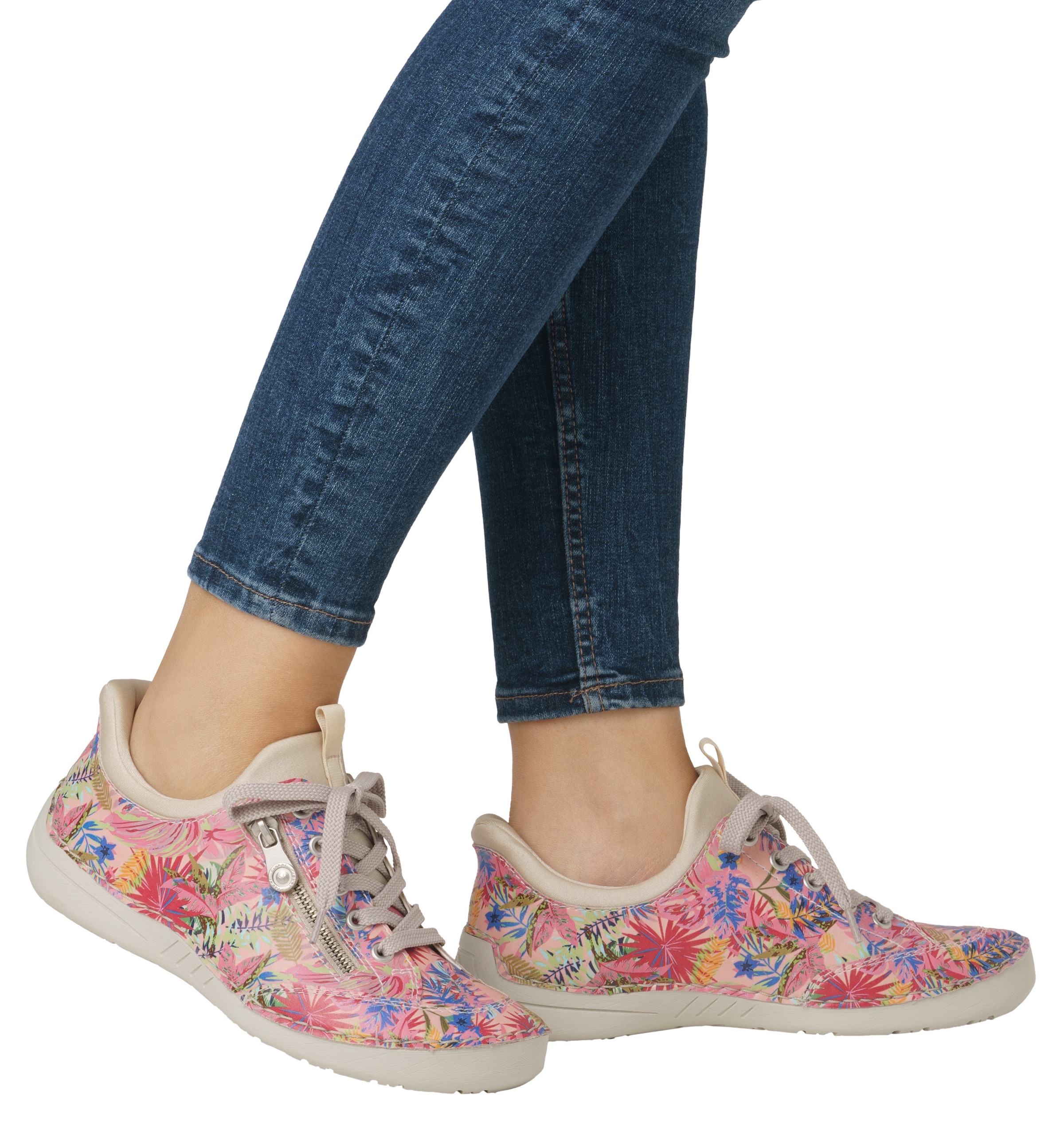Rieker Slip-On Sneaker, Freizeitschuh, Halbschuh, Schlupfschuh mit aufgesetzter Schnürung