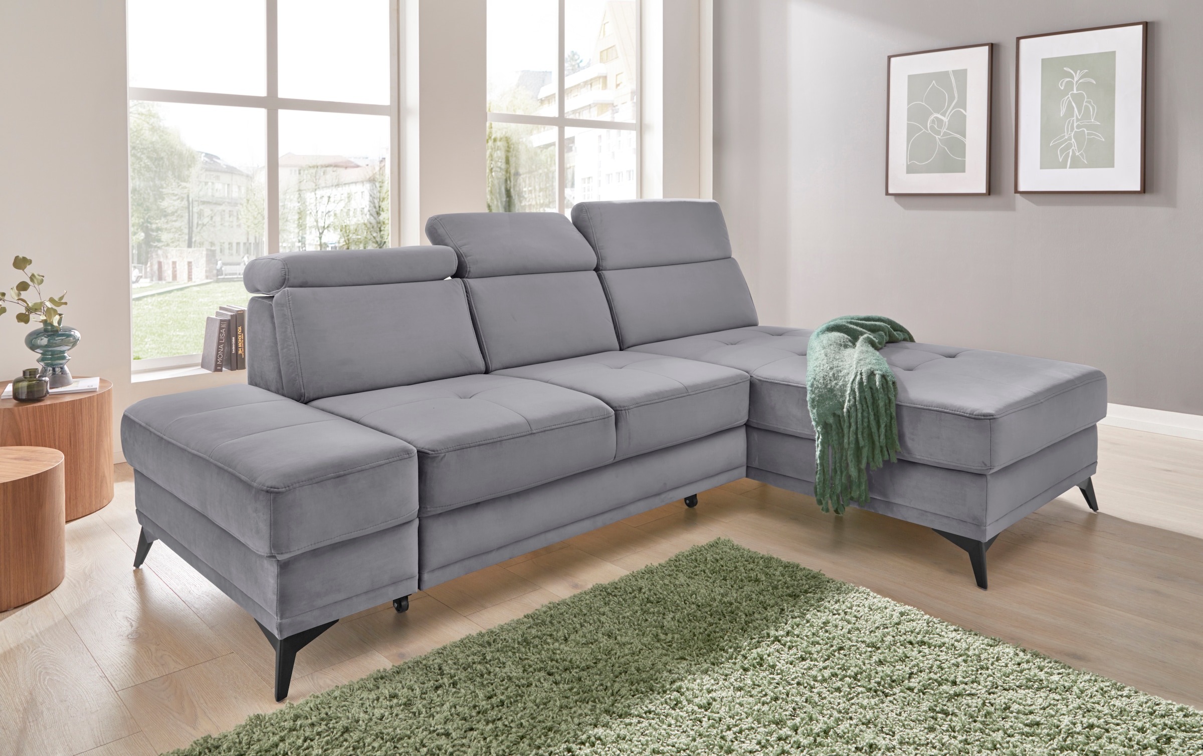 INOSIGN Ecksofa »Cardiz L-Form«, inkl.Kopfteilverstellung und Federkern wahlweise mit Bettfunktion