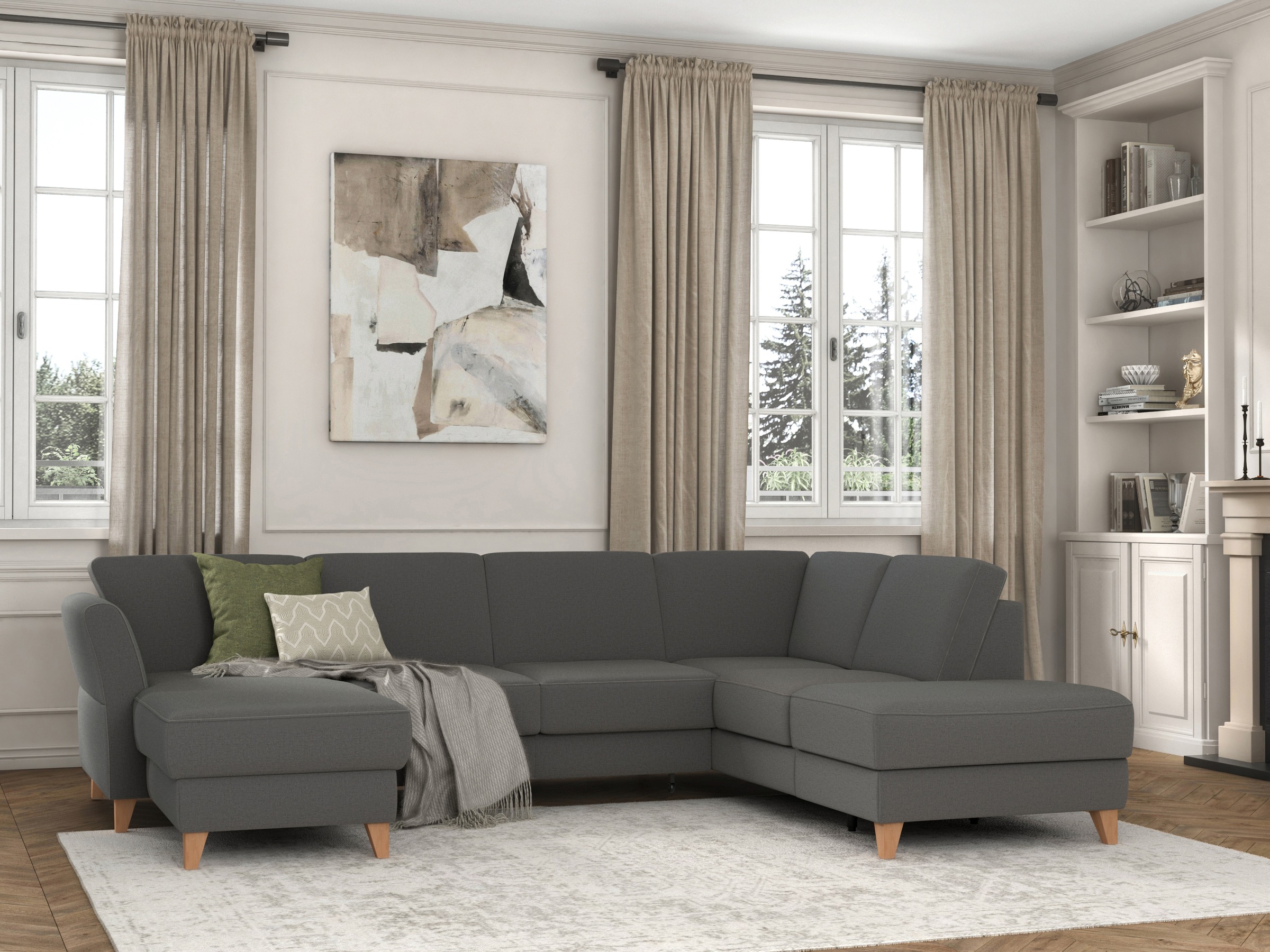 sit&more Wohnlandschaft »Visby U-Form«, wahlweise mit Bettfunktion und Stauraum, frei im Raum stellbar