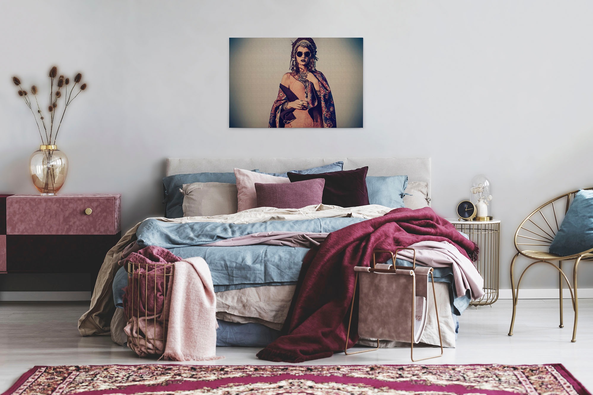 A.S. Création Leinwandbild »la bohème«, Kunst-Personen-Kinder, (1 St.), Keilrahmen Bild Boho Stil Frau Leinwand-Bild Wohnzimmer modern Kinder