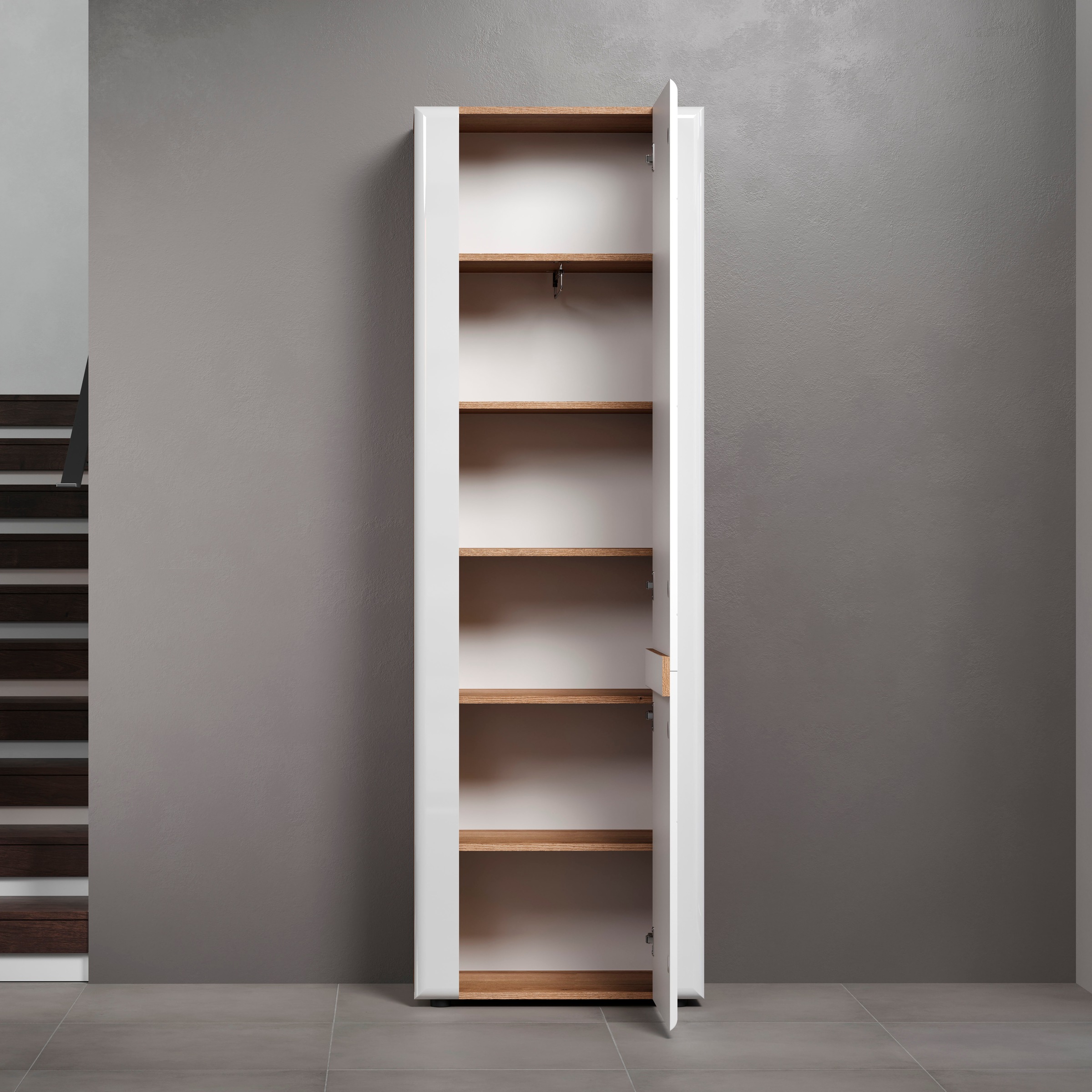 INOSIGN Vitrine »Graz Highboard mit Glastüren«, (Packung, 1 St.), Grifflos, Breite 96 cm, Höhe 132 cm