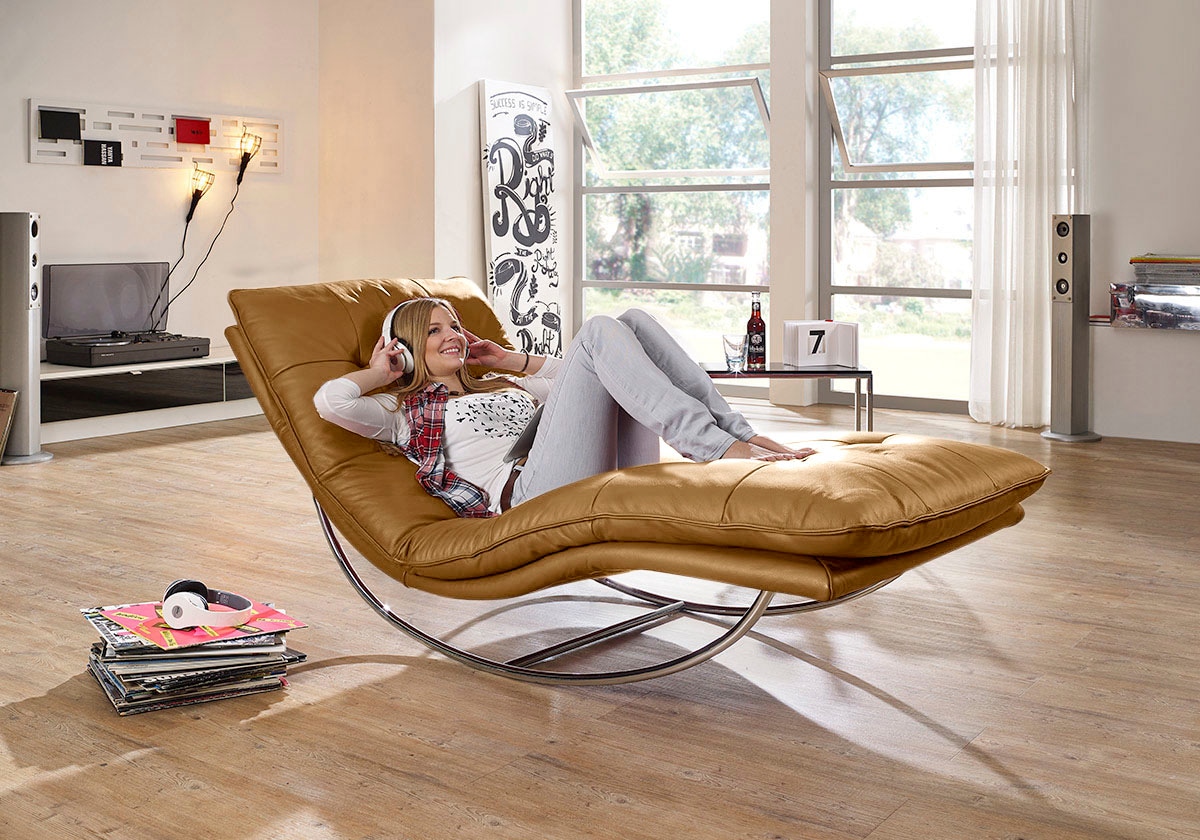 W.SCHILLIG Relaxliege »daily dreams«, in Waffelkissen-Optik, Schaukelgestell Chrom glänzend, in 2 Breiten