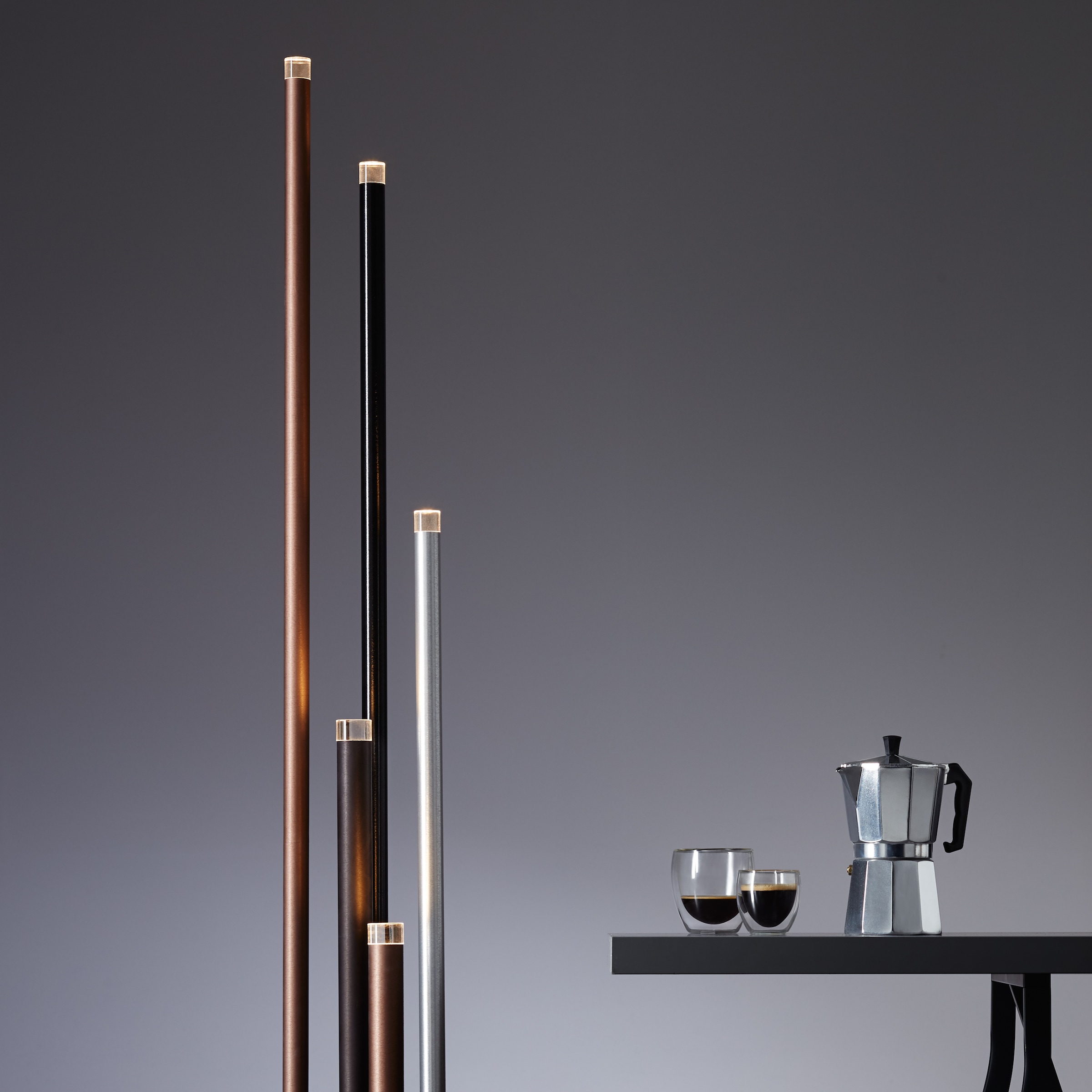 Brilliant Stehlampe »Cembalo«, 5 flammig, Leuchtmittel LED-Modul | LED fest integriert, 5flg mit Fußdimmer, 155 cm Höhe, Ø 28 cm, 2200 lm, 3000 K