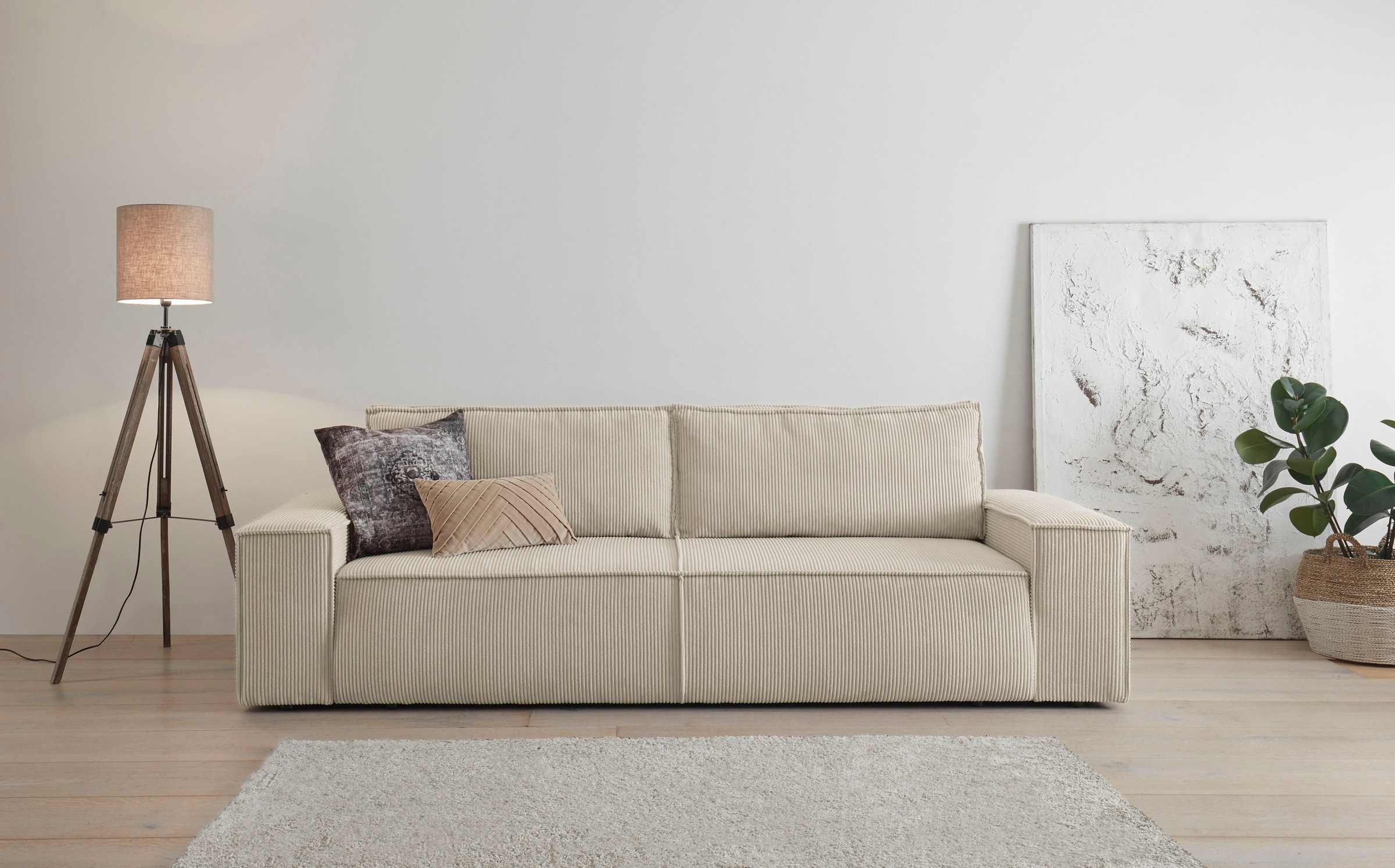 Home affaire 3-Sitzer »SHERWOOD Schlafsofa (257cm) Cord, Samtvelours, Vinta günstig online kaufen
