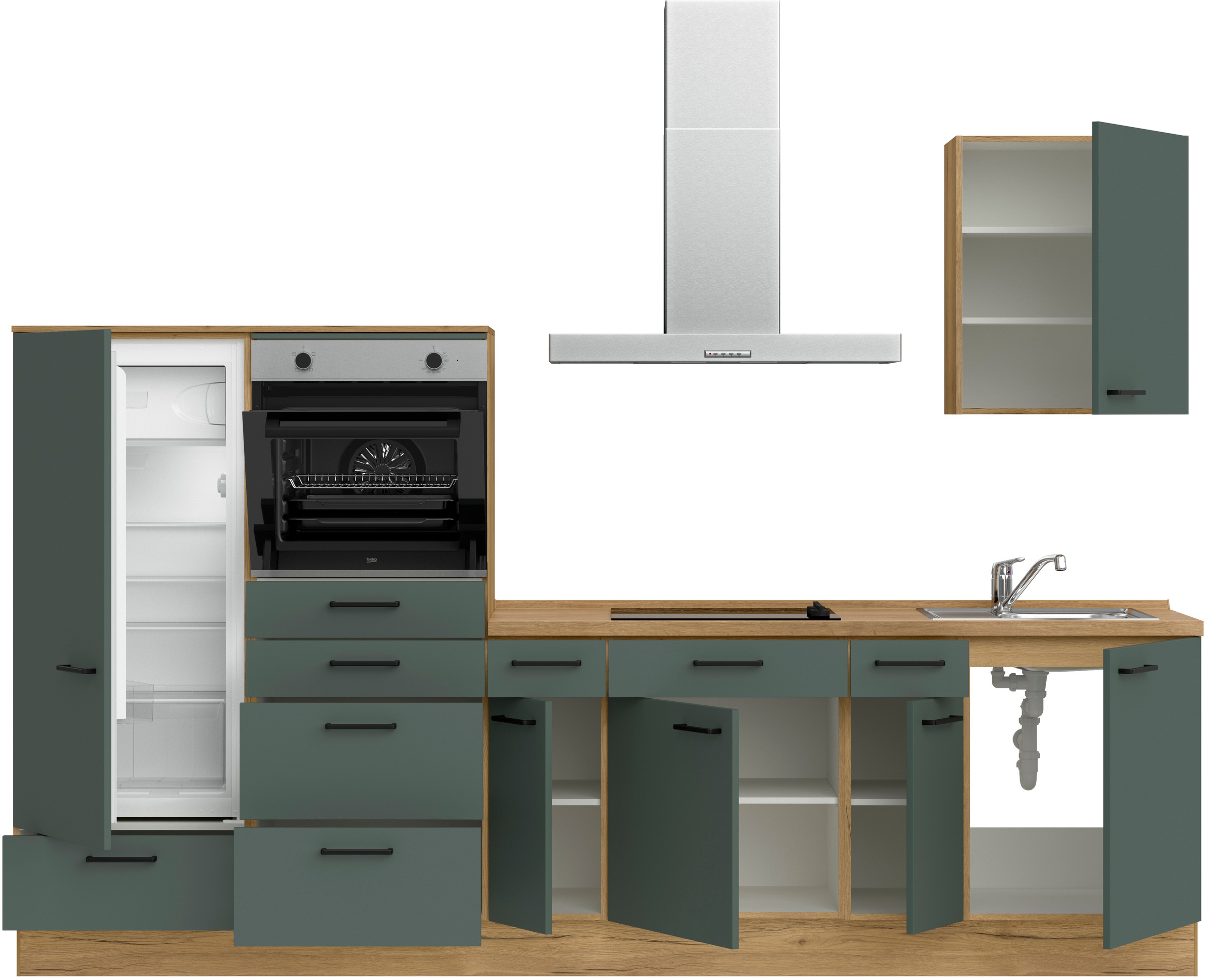 nobilia® Küchenzeile »"Easytouch I"«, vormontiert, Ausrichtung wählbar, Breite 300 cm, wahlw. mit E-Geräten