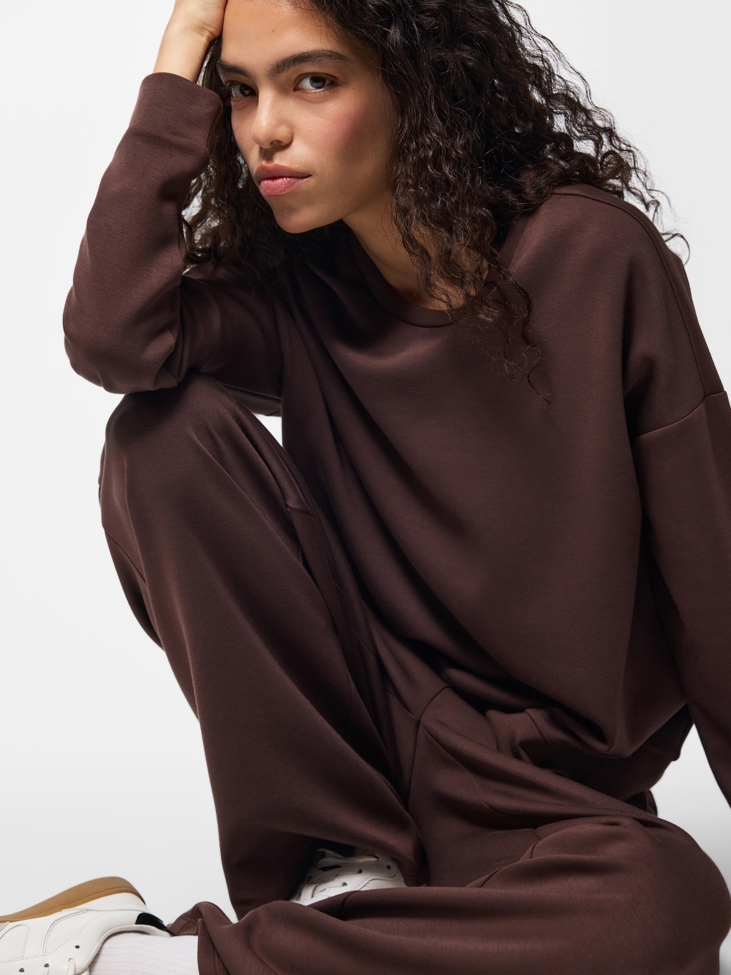 pieces Langarmshirt »PCMICHELLE SCUBA LS TOP SWT NOOS BC« Materialmix