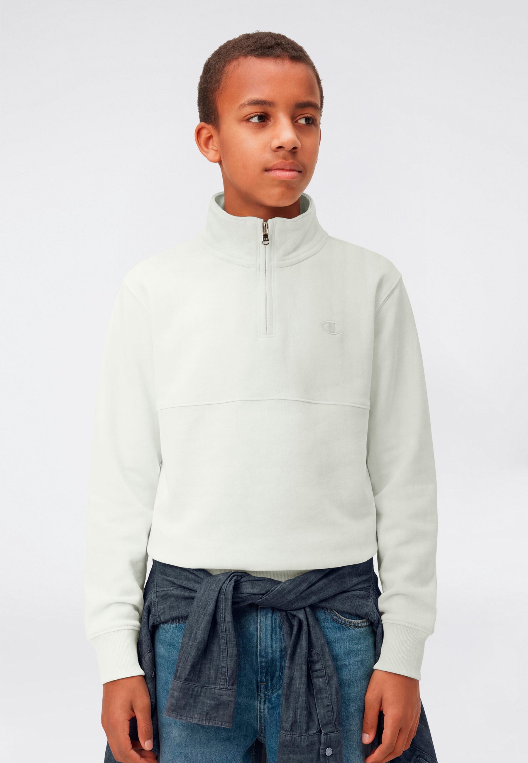 Champion Sweatshirt »ICONS Terry Half zip sweatshirt with small C logo«, für Kinder, sportlicher Stil, mit Reißverschluss
