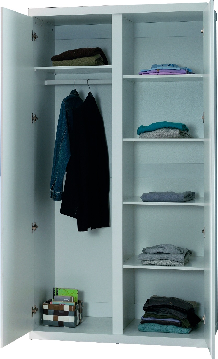 Vipack Kleiderschrank, (Made in Europe), Geräumiger 2-trg. Kleiderschrank in gradlinigem Design, Ausf. Weiß