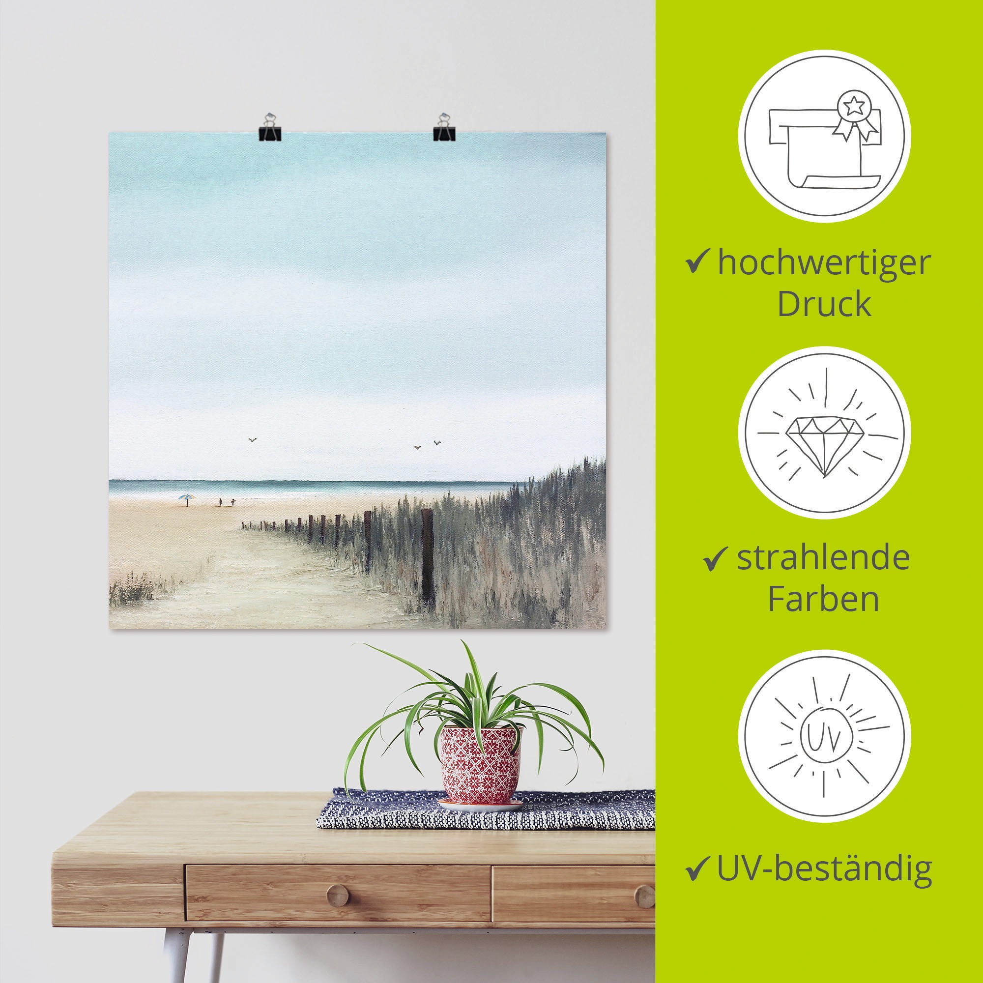Artland Wandbild »Sonniger Morgen I«, Strand, (1 St.), als Leinwandbild, Poster in verschied. Größen