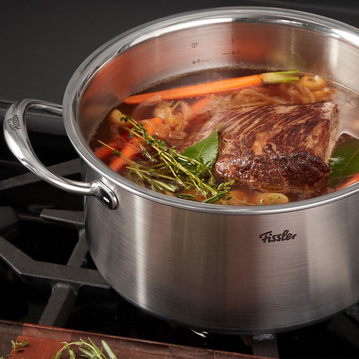 Fissler Topf-Set »Fissler M5 Pro-Ply®, Edelstahl-Topfset (5-teilig)« Set, 5-teilig: Bratpfanne, Sauteuse und Stielkasserolle, 5 tlg. Edelstahl 18/10
