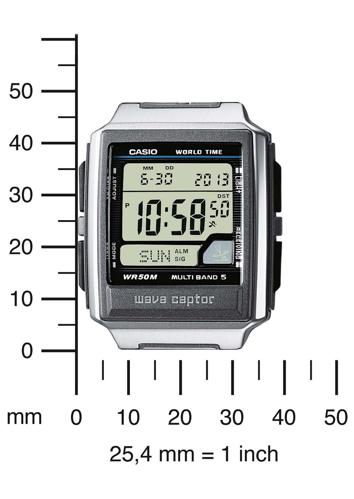 Casio Funk Funkchronograph, Quarzuhr, Armbanduhr, Herrenuhr, Digitaluhr, Edelstahlarmband,Weltzeit