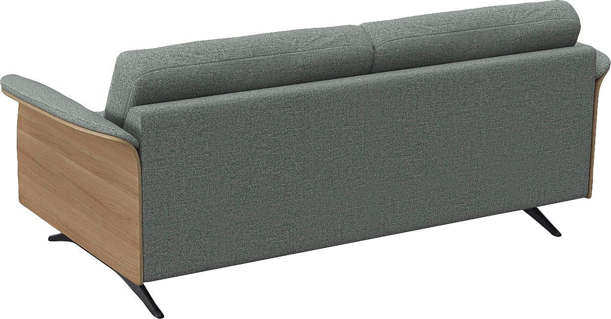 FLEXLUX 2,5-Sitzer »Glow Sofa, Couch, Premium-Sitzkomfort: Kaltschaum & Federkern«, Armlehnenblende in geölter Eiche, Fuß schwarz