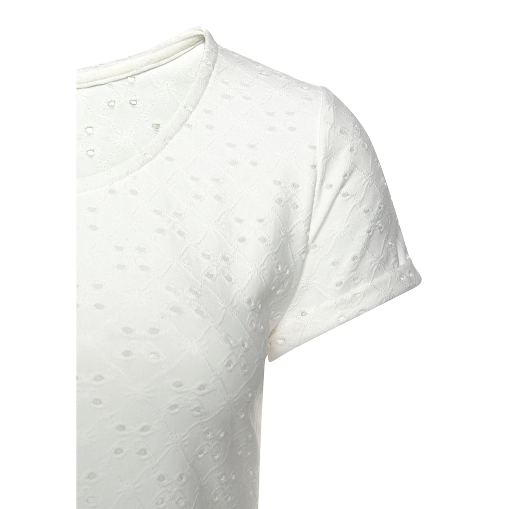 LASCANA Strandshirt, mit Lochstickerei, T-Shirt, Kurzarmshirt, Basic