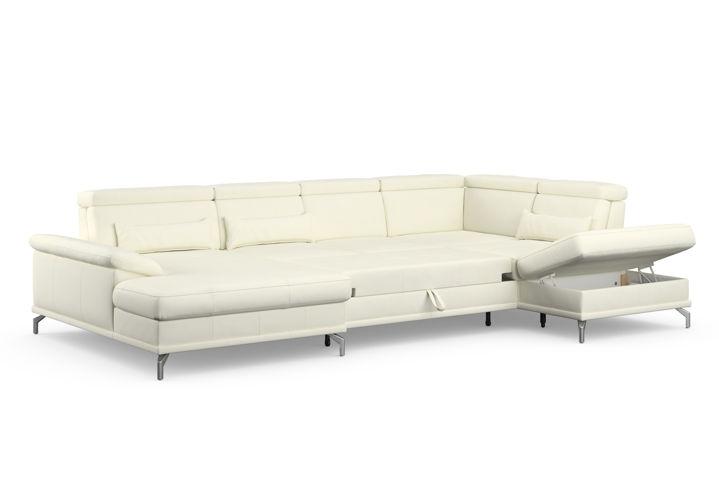 sit&more Wohnlandschaft »Cabrio U-Form, mit Sitztiefenverstellung, Arm- und Kopfteilverstellung«, 3 Nierenkissen, Federkern, optional Bettfunktion und Stauraum