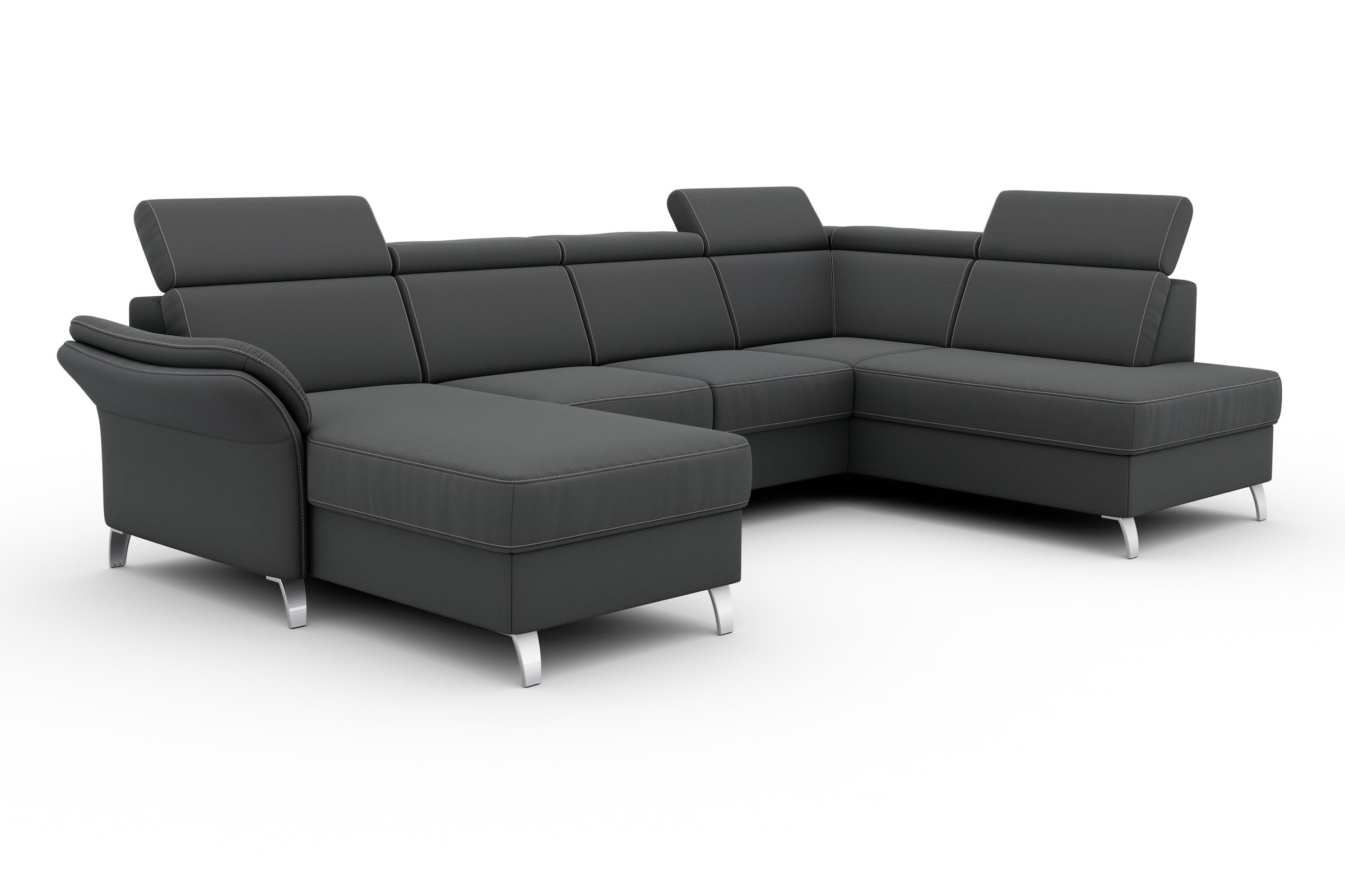 sit&more Wohnlandschaft »Vincenzo U-Form«, inklusive Kopfteilverstellung, wahlweise mit Bettfunktion, Bettkasten
