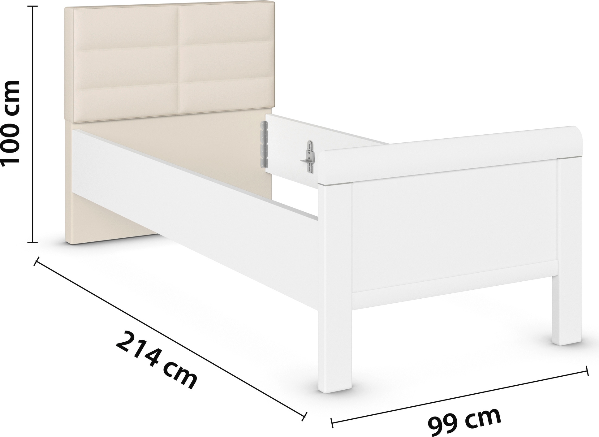 rauch Bett »Bett Einzelbett Stollenbett EVELYN«, in Komforthöhe mit Polsterkopfteil in elegantem Stil MADE IN GERMANY