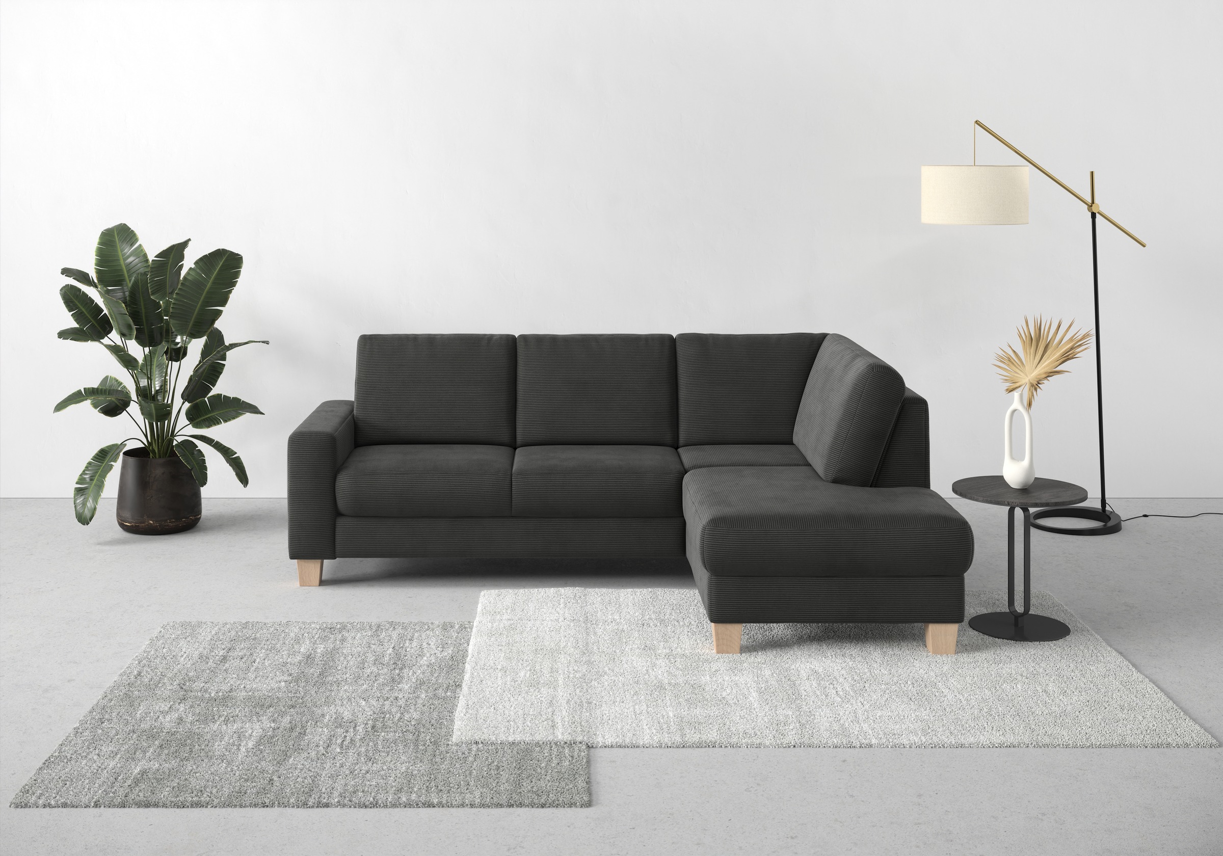 Home affaire Ecksofa »Summer L-Form«, mit Ottomane, wahlweise mit Bettfunktion und Bettkasten, Cord-Bezug