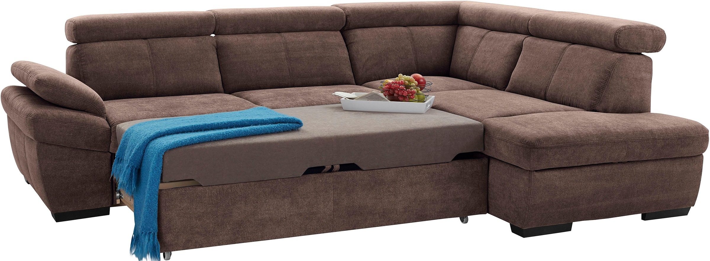 exxpo - sofa fashion Ecksofa »Salerno, klassisch modernes Funktionssofa, hoher Sitzkomfort, L-Form«, inkl. Kopf- und Armteilverstellung, wahlweise mit Bettfunktion
