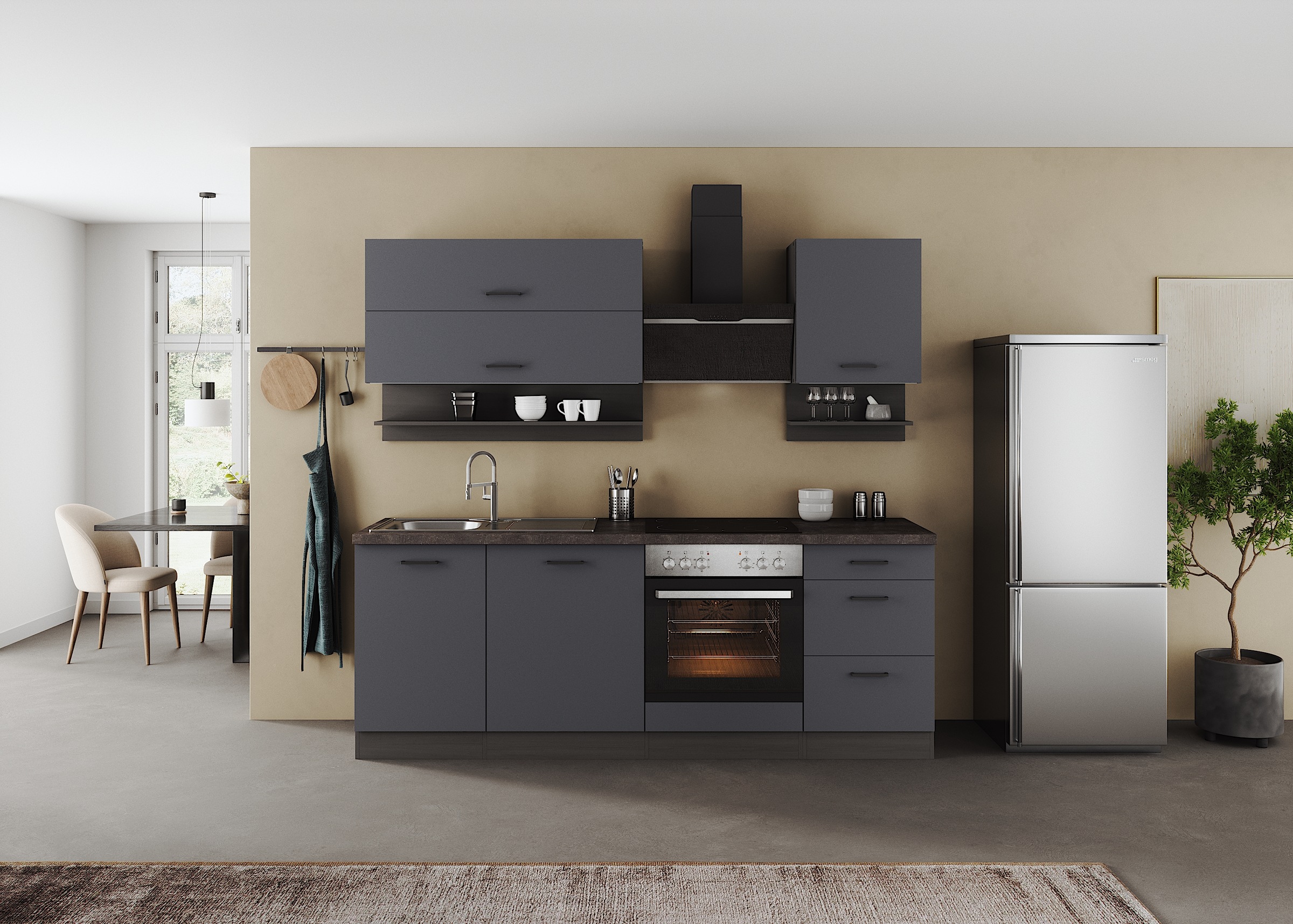 KOCHSTATION Küchenzeile »KS-Frieda Breite 220 cm« wahlweise mit E-Geräten, günstig online kaufen