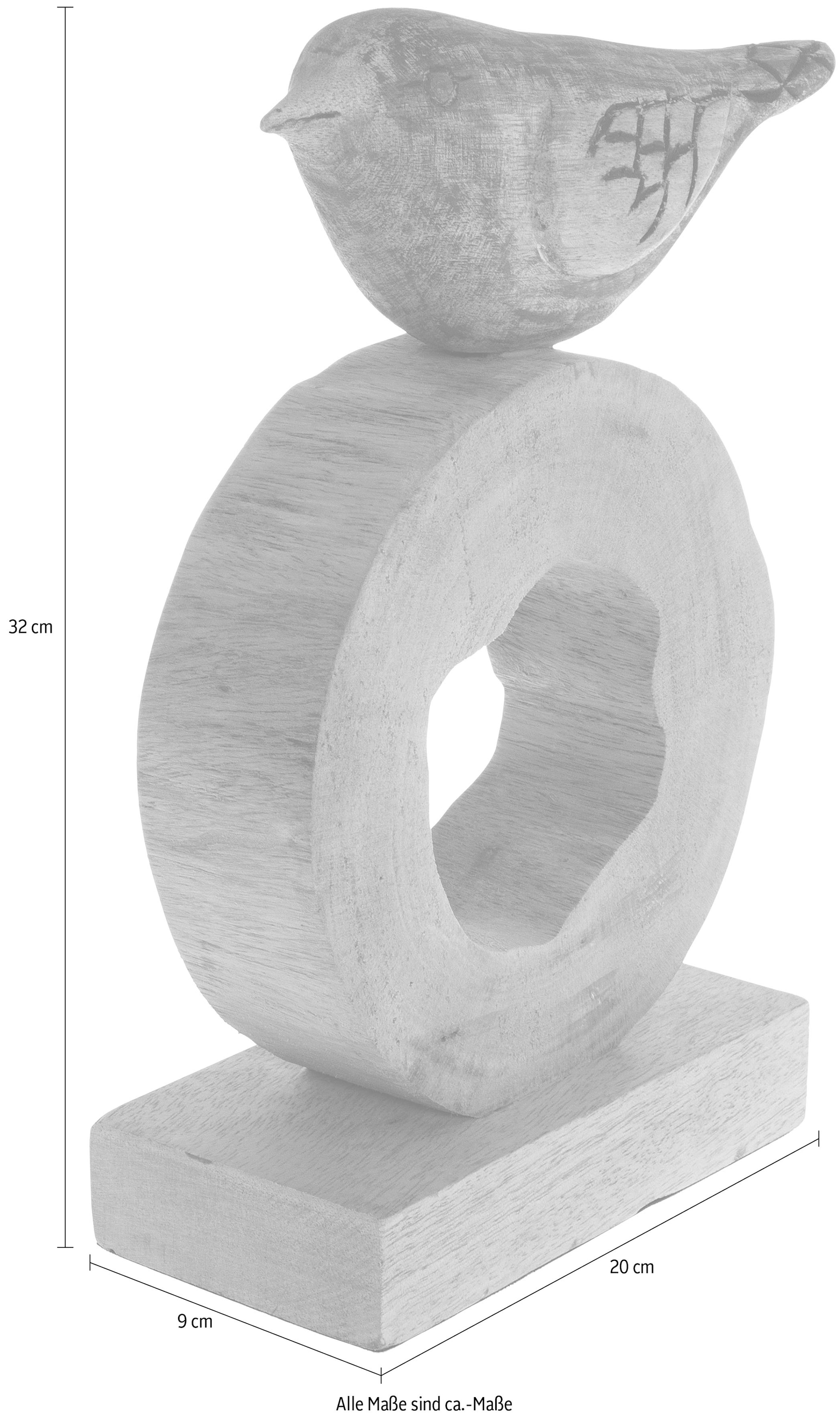 Myflair Möbel & Accessoires Dekoobjekt, Skulptur, natur, Höhe 32 cm, aus  Holz, Vogel auf Ring, Wohnzimmer auf Rechnung bestellen