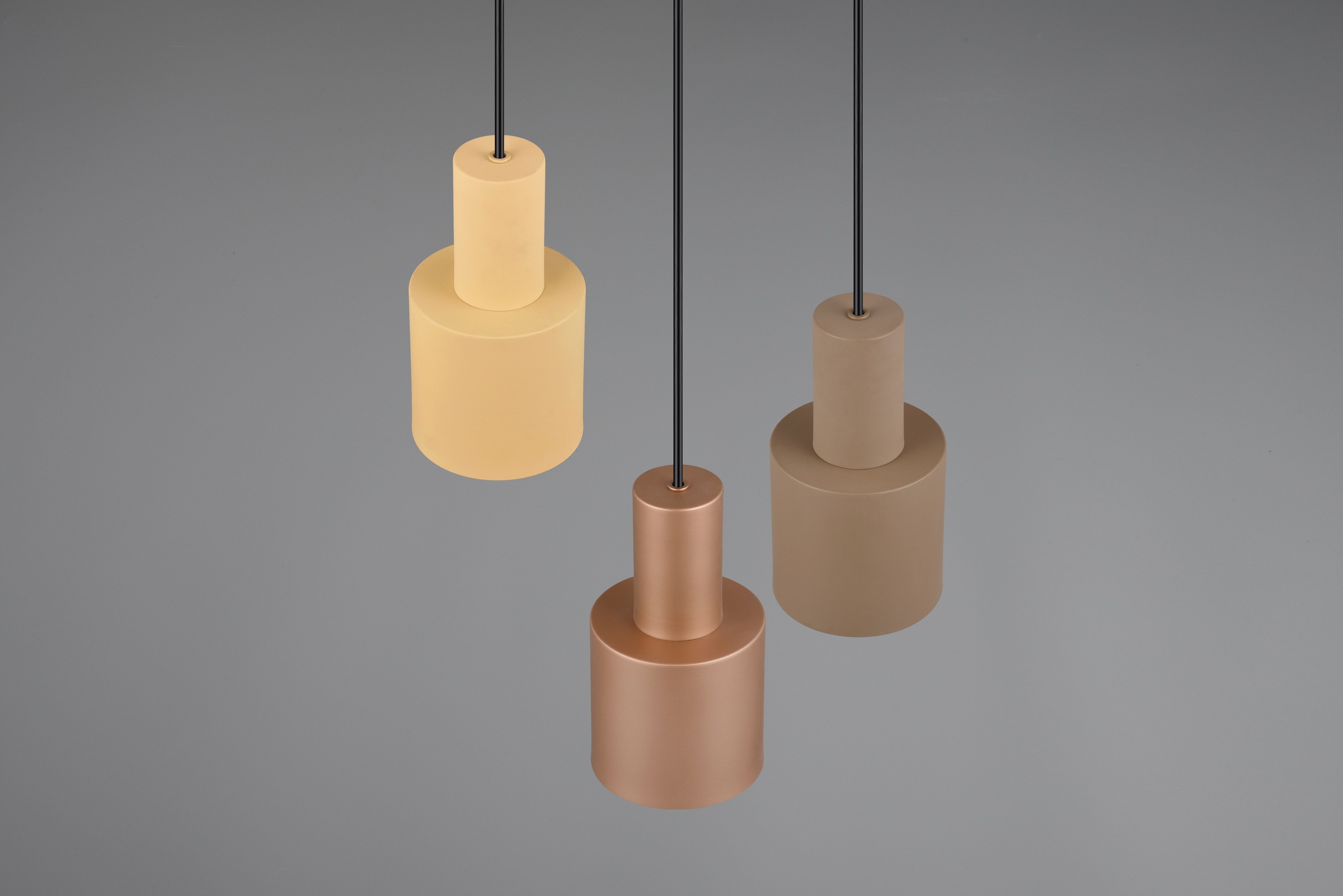 TRIO Leuchten Pendelleuchte »AGUDO, Hängelampe 3-flammig exkl 3xE27 max 40W höhenverstellbar«, 3 flammig, Leuchtmittel E27 | Leuchtmittel wechselbar, mehrfarbige Lampenschirme in beige taupe & coffee, Esszimmerlampe