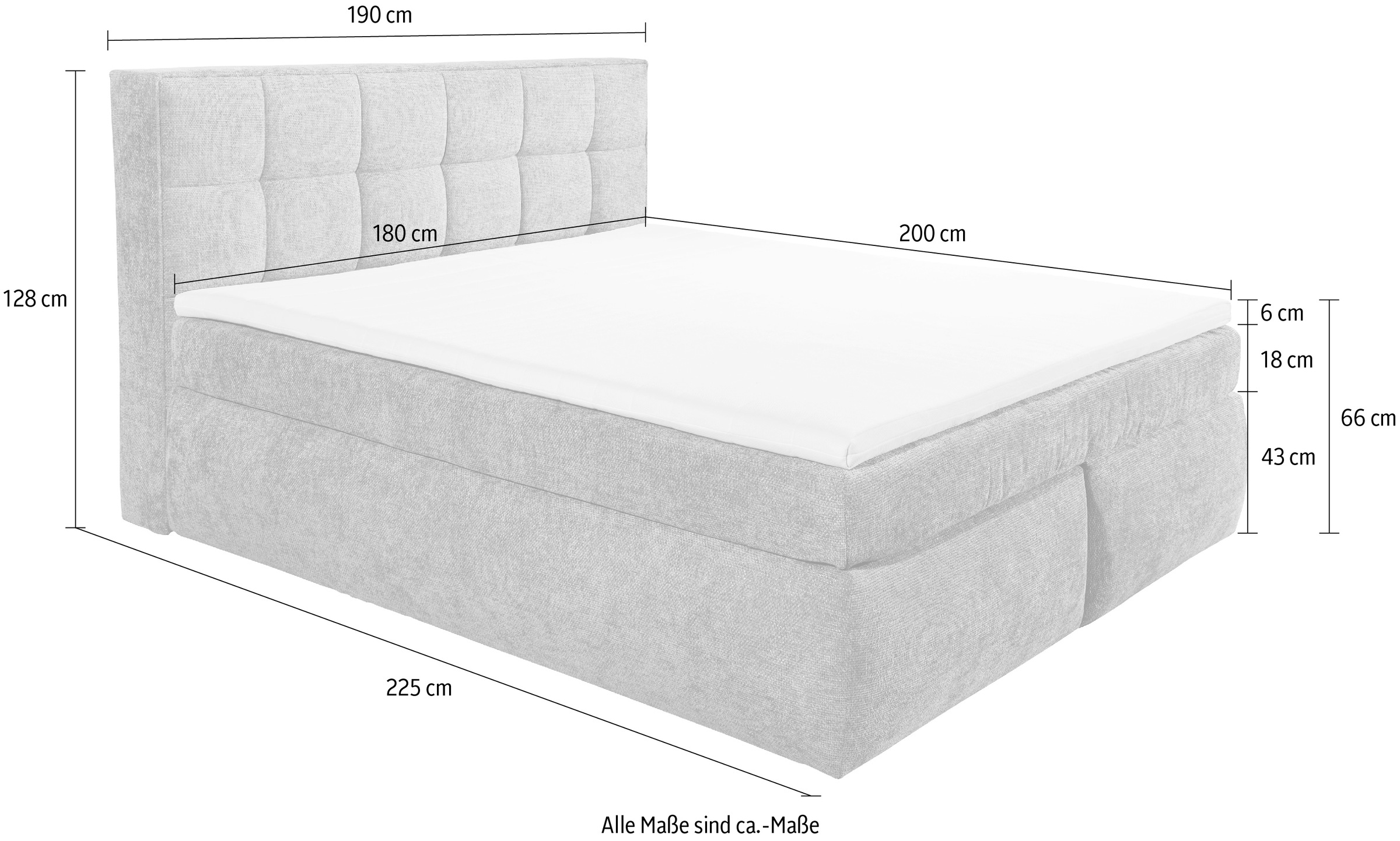 12. Bild von ED EXCITING DESIGN Boxspringbett »Michigan«, Duo-Matratze - mit Kokosmatte, Filzabdeckung