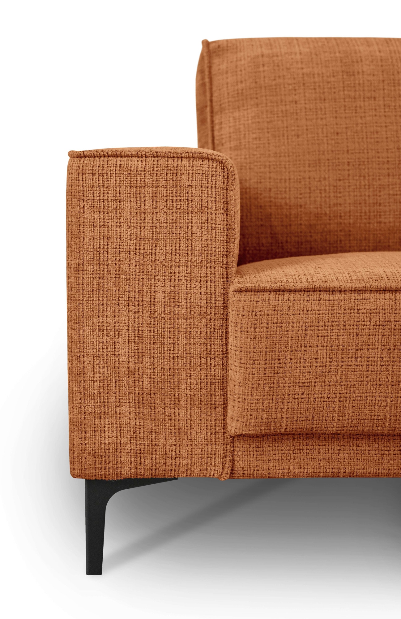 Places of Style 3-Sitzer »3er Sofa Oland, Struktur, Flachgewebe, Luxus-Microfaser, Boucle«, 224 cm, Wellenunterfederung, Skandi-Design, Metallfüße
