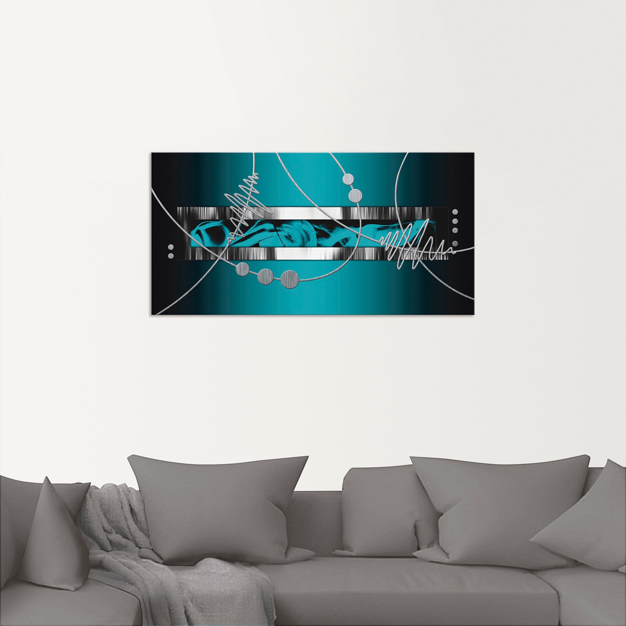 Artland Wandbild »Silber abstrakt auf petrol«, Gegenstandslos, (1 St.), als Alubild, Outdoorbild, Leinwandbild, Poster, Wandaufkleber
