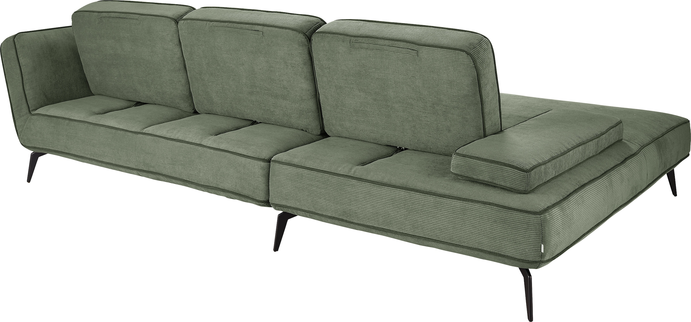 set one by Musterring Ecksofa »SO 4500, Füße schwarz matt, inkl Schwenkrückenfunktion, Cord, L-Form«, wahlweise mit Kopfstütze/Armteilverstellung/Rückenneigung