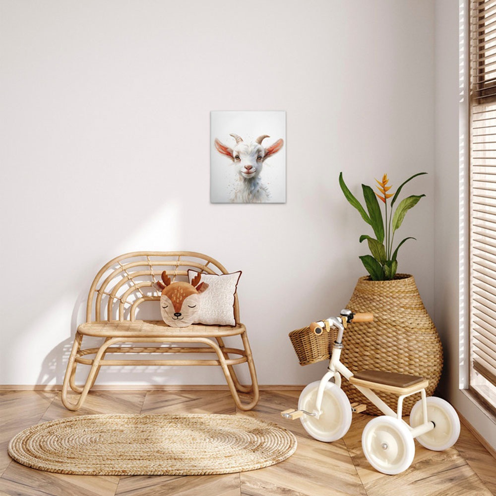 A.S. Création Leinwandbild »Baby Billy Goat - Wandbild Weiß Beige Keilrahme günstig online kaufen