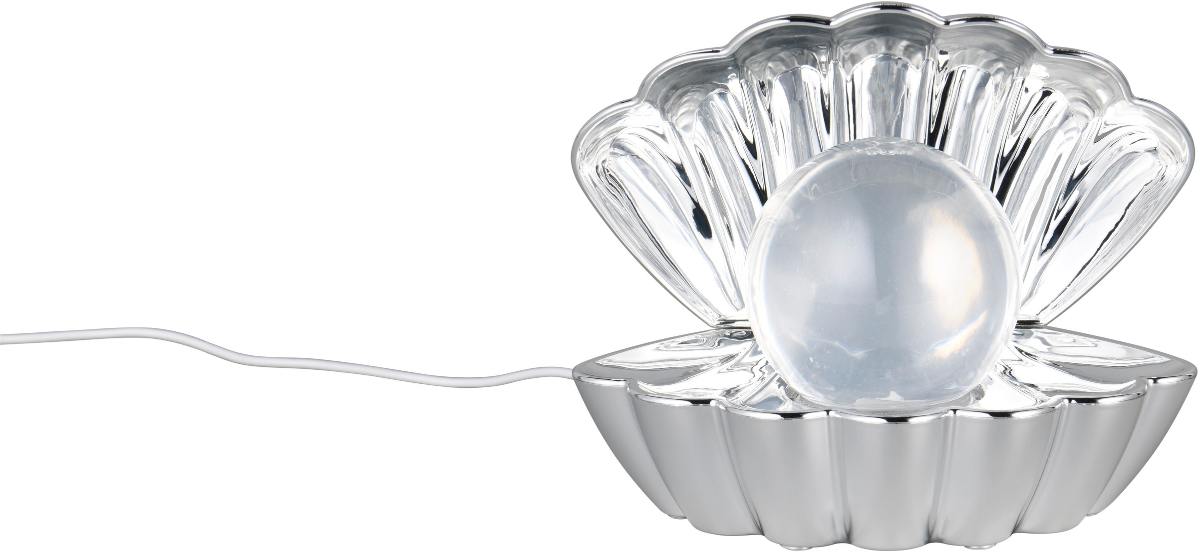 REALITY Leuchten LED Tischleuchte »SHELLY, Deko Tischlampe in Muschelform mit RGB Farbwechsel, 0,8W 15Lm« LED-Board 1 Stk. RGB Muschel Tischlampe mit Glitzerkugel und Farbwechsel inkl USB-Ladekabel