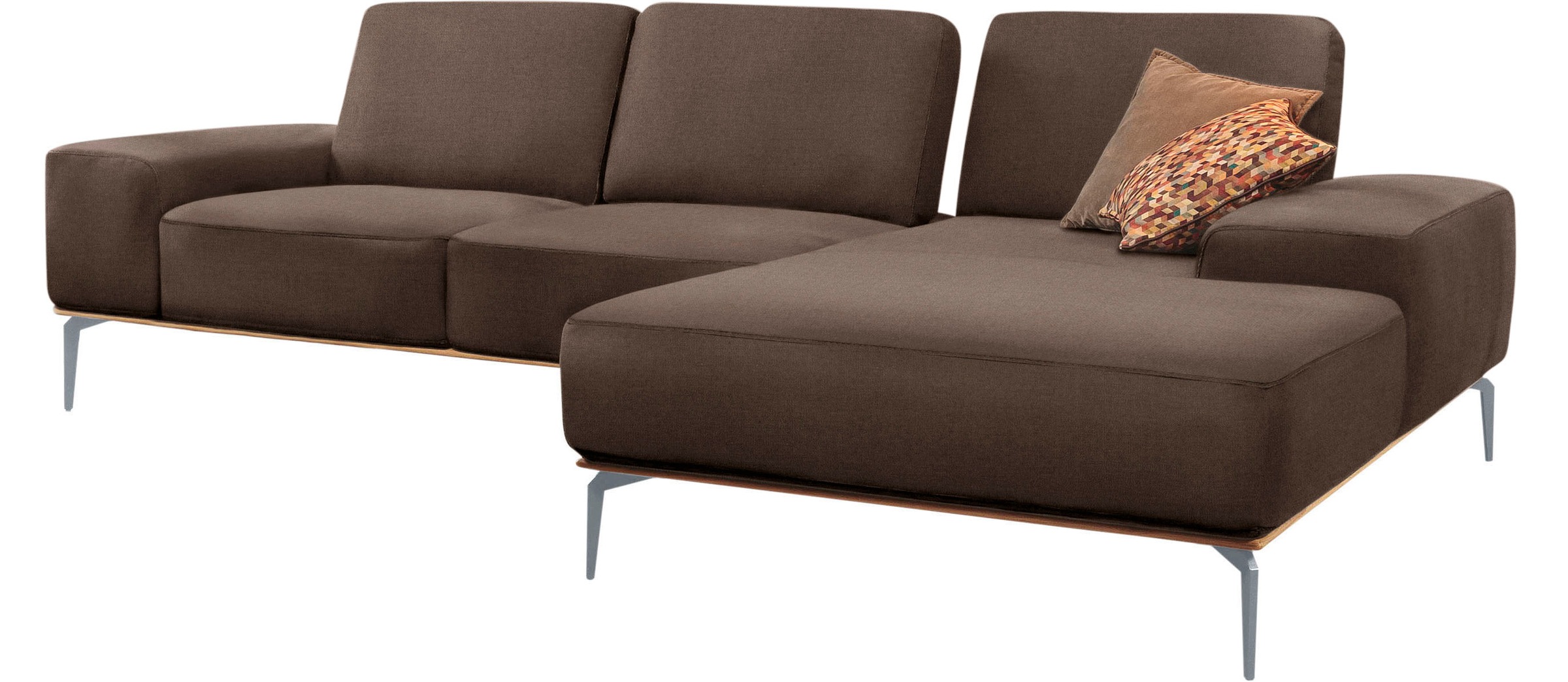W.SCHILLIG Ecksofa »run, Designsofa mit tollem Sitzkomfort, bequem, L-Form«, mit elegantem Holzsockel, Füße in Silber matt, Breite 299 cm