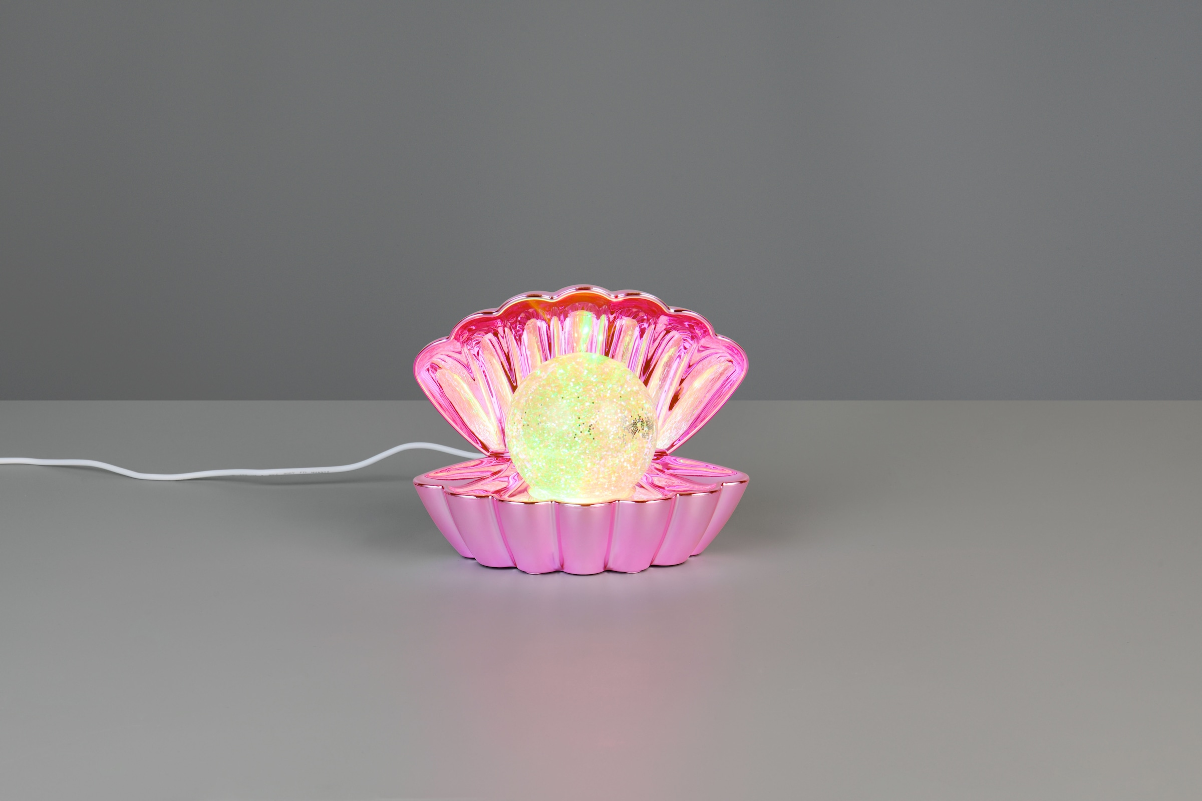 REALITY Leuchten LED Tischleuchte »SHELLY, Deko Tischlampe in Muschelform mit RGB Farbwechsel, 0,8W 15Lm« LED-Board 1 Stk. RGB Muschel Tischlampe mit Glitzerkugel und Farbwechsel inkl USB-Ladekabel