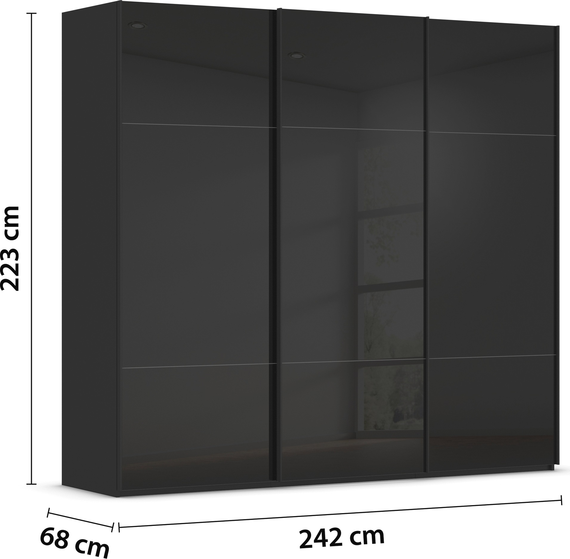 rauch Schwebetürenschrank »Kleiderschrank Schrank Garderobe Schlafzimmerschrank CONTIDO«, (in 3 verschiedenen Ausstattungen BASIC/CLASSIC/PREMIUM), aus hochwertigem Material in 6 Breiten 2 Griff-Farben MADE IN GERMANY
