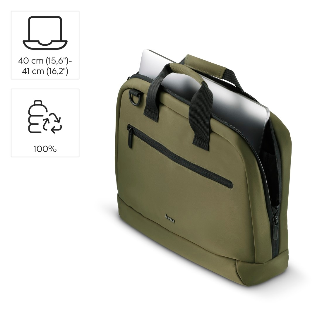 Hama Laptoptasche »Laptoptasche 15,6“ – 16,2“ (leicht, gepolstert, wasserfest, 2 Fächer)«, Nachhaltig, recycled