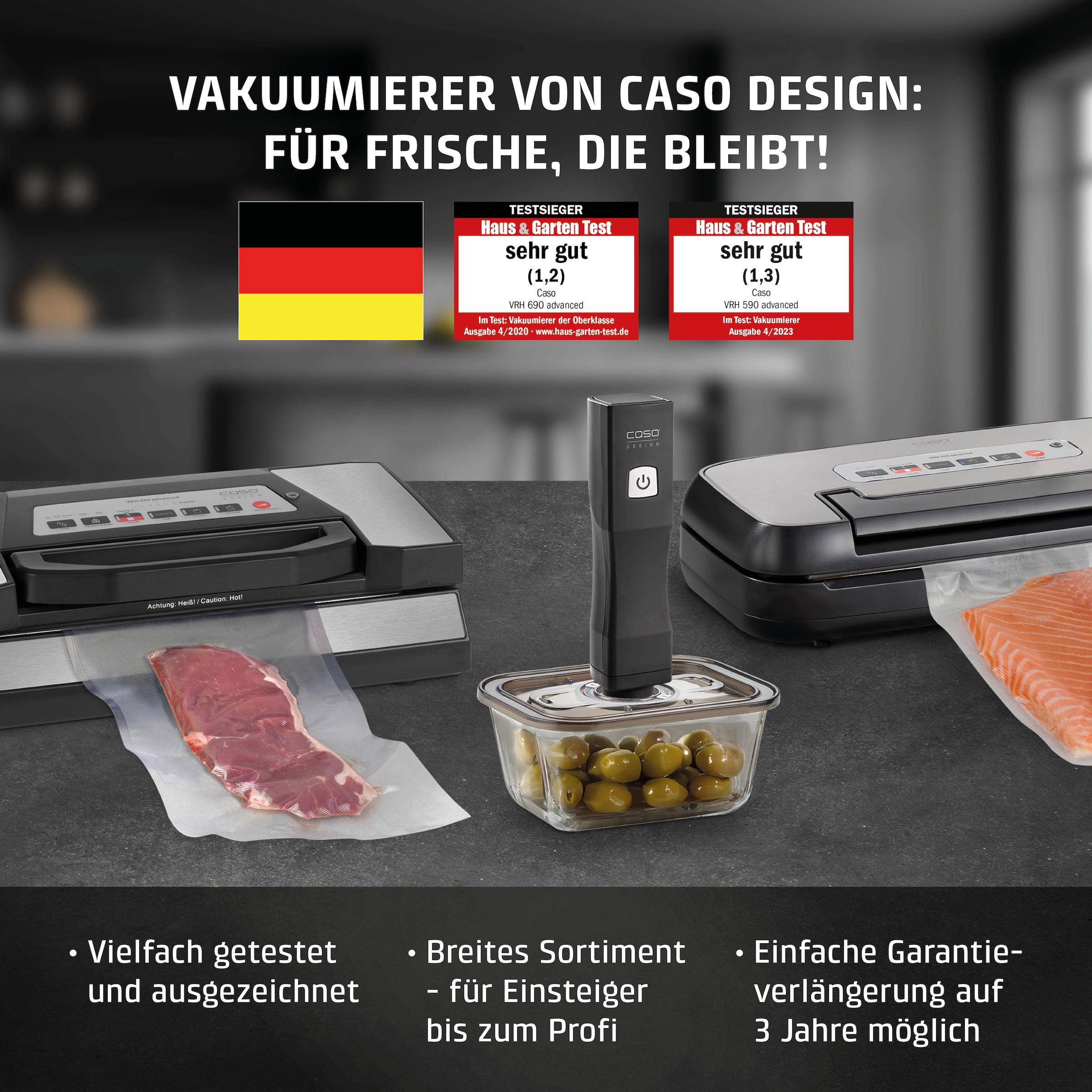 Caso Vakuumierer »VC10« Rollenbreite 30 cm 110 W inkl. 10 Profi-Beutel, separate Schweißfunktion