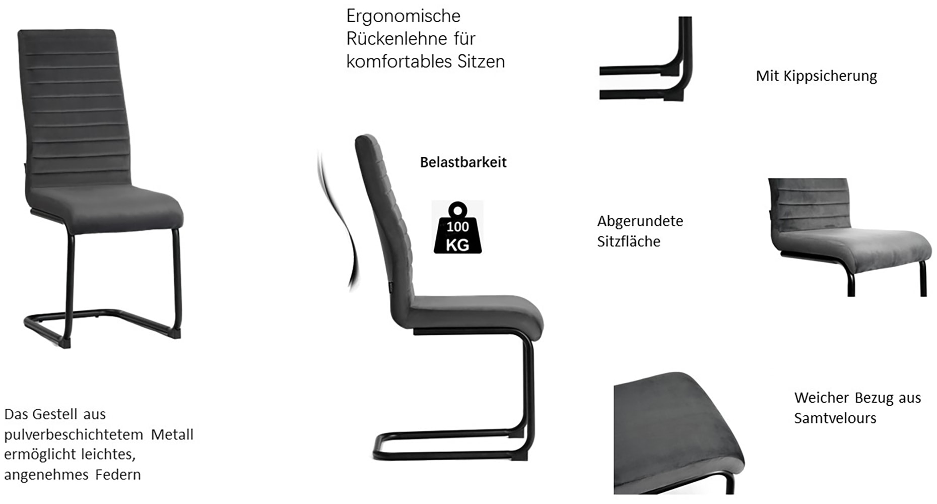 Home affaire Essgruppe »Elbach Ausziehtisch«, (Set, 5 tlg.), ausziehbar 120-160 cm, Hochglanz, Tischgruppe Freischwinger