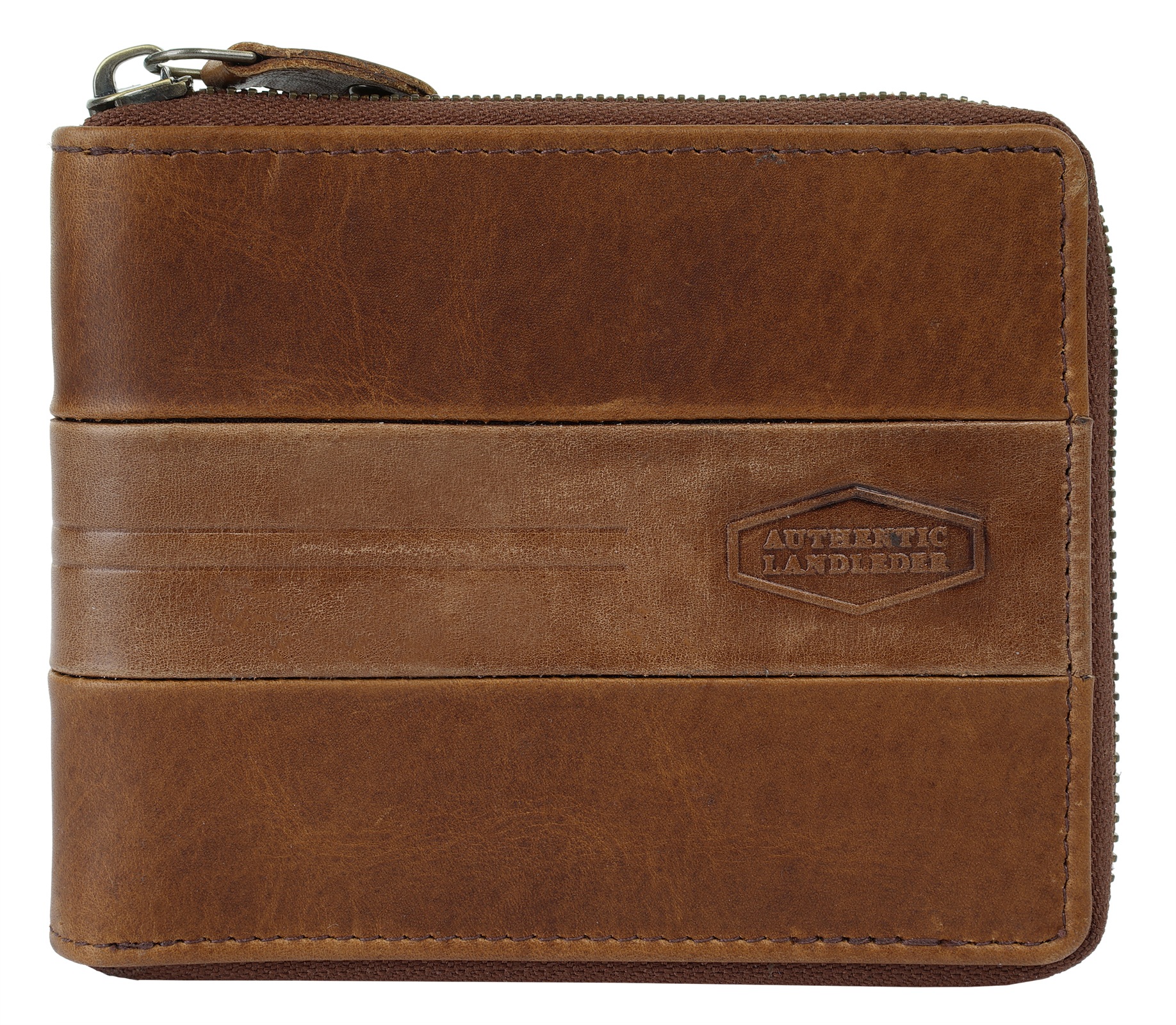 LANDLEDER Geldbörse »RFID« echt Leder cognac