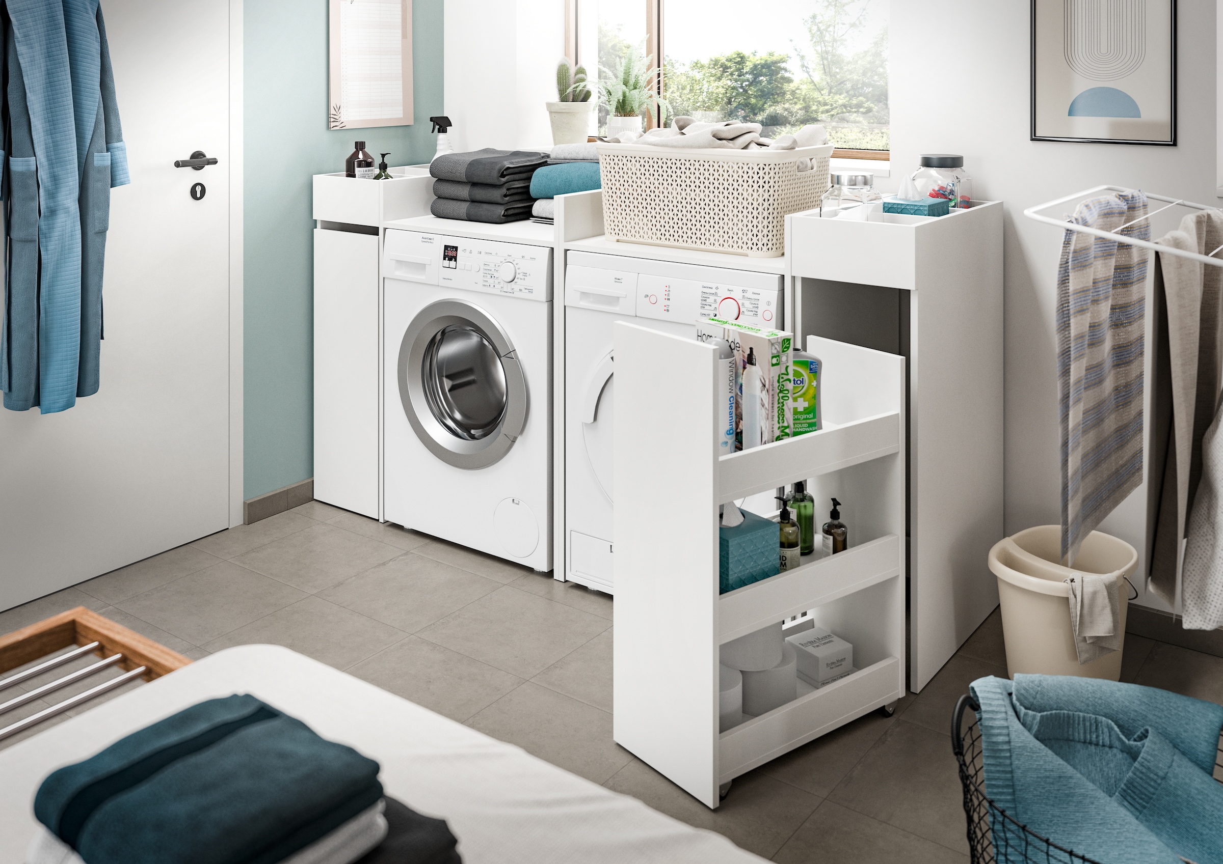 welltime Badmöbel-Set »FALAS, TOPSELLER!, 4-teilig, Hauswirtschaftsraum Set günstig online kaufen