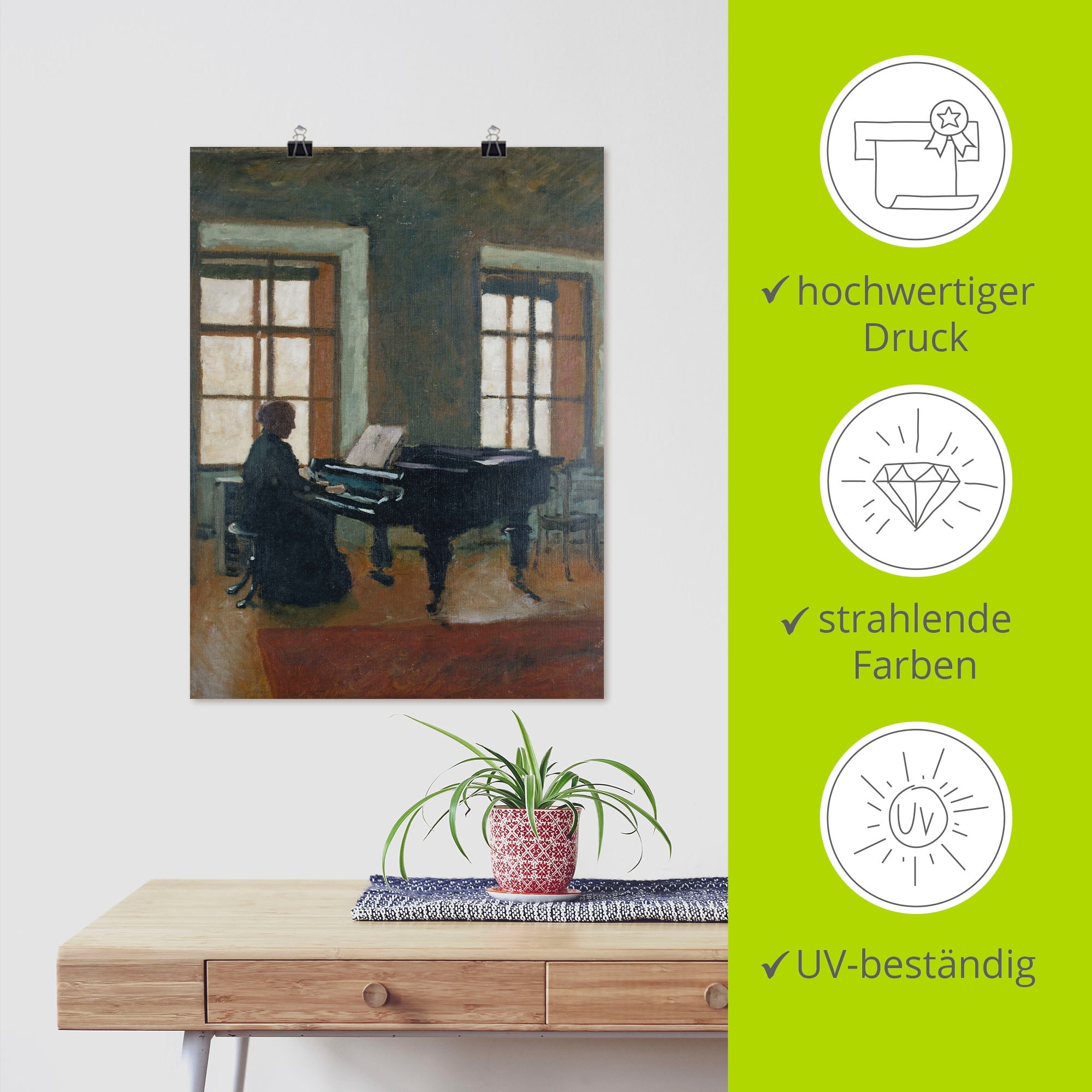 Artland Wandbild »Am Klavier. 1910«, Instrumente, (1 St.), als Leinwandbild, Poster in verschied. Größen