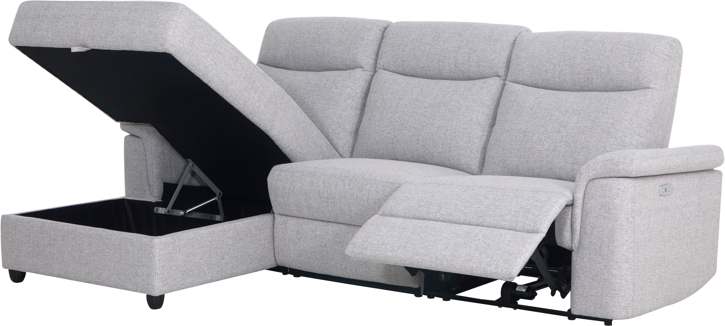Home affaire Ecksofa »BRIONNE, L-Form, 255cm, manuelle u. elektrische Funktion (USB A/C),«, Liegefunktion, Stauraum, Federkernpolsterung, Webstoff