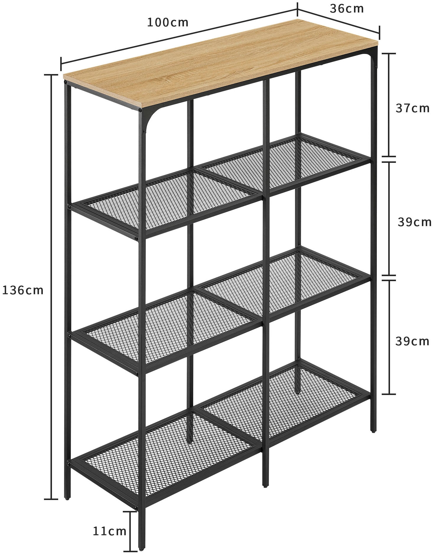 OTTO home Mehrzweckregal »Amance« natürliche ABS-Kanten, robustes Metallgestell, Höhe 136 cm