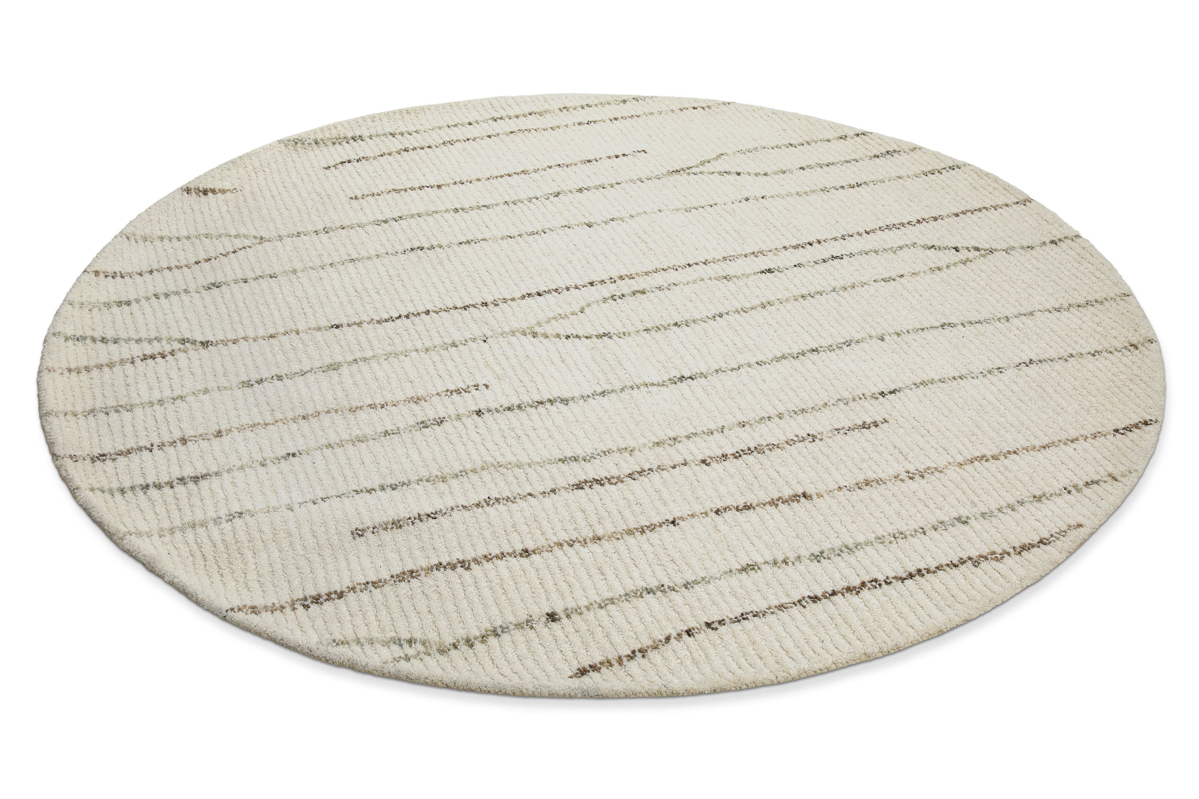 Wecon home Wollteppich »Hamptons THIRTYNINE« rund 10 mm Höhe Schurwolle, Kurzflor, Wohnzimmer, Schlafzimmer, elegant, Linien-Muster