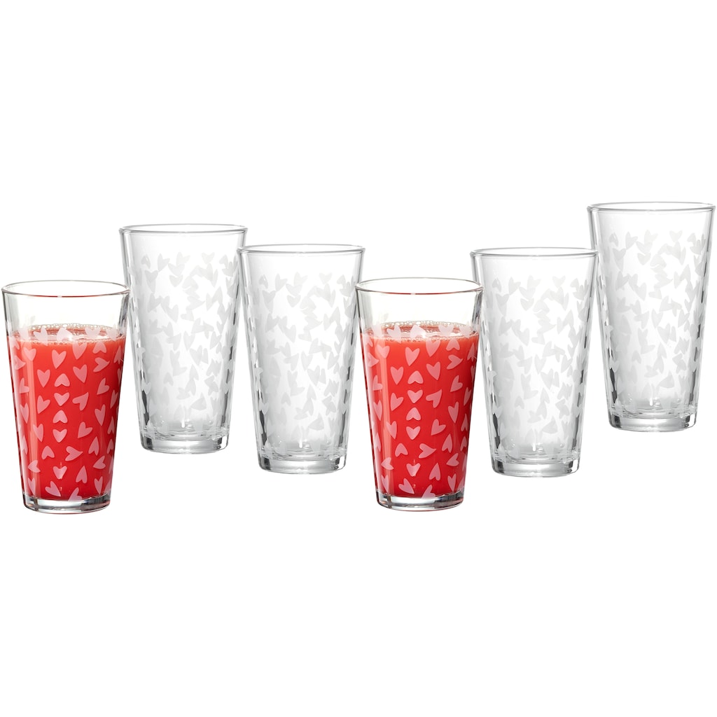 Ritzenhoff & Breker Longdrinkglas »Happy, Hearts«, (Set, 6 tlg., 6 Longdrinkgläser, je 400 ml)