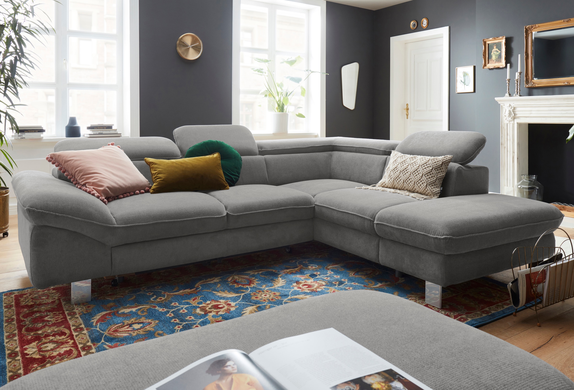 COTTA Polstergarnitur »Driver L-Form«, (Set, 2 tlg.), Set bestehend aus: Ecksofa mit Kopfteilverstellung & Hocker