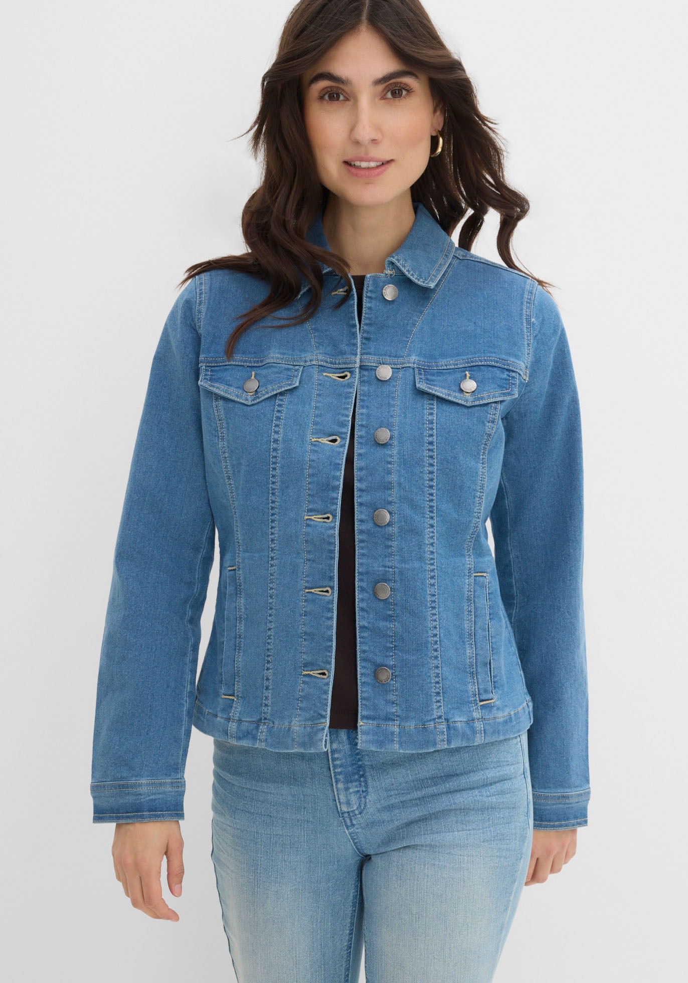 bonprix Jeansjacke bequeme Passform, mit Brust- und Eingriffstaschen